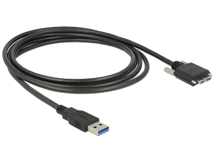 DeLOCK USB-A auf Micro-USB-B Kabel – USB 3.2 Gen 1 (5 Gbit/s) – 3 m – Verschraubbar – Schwarz
