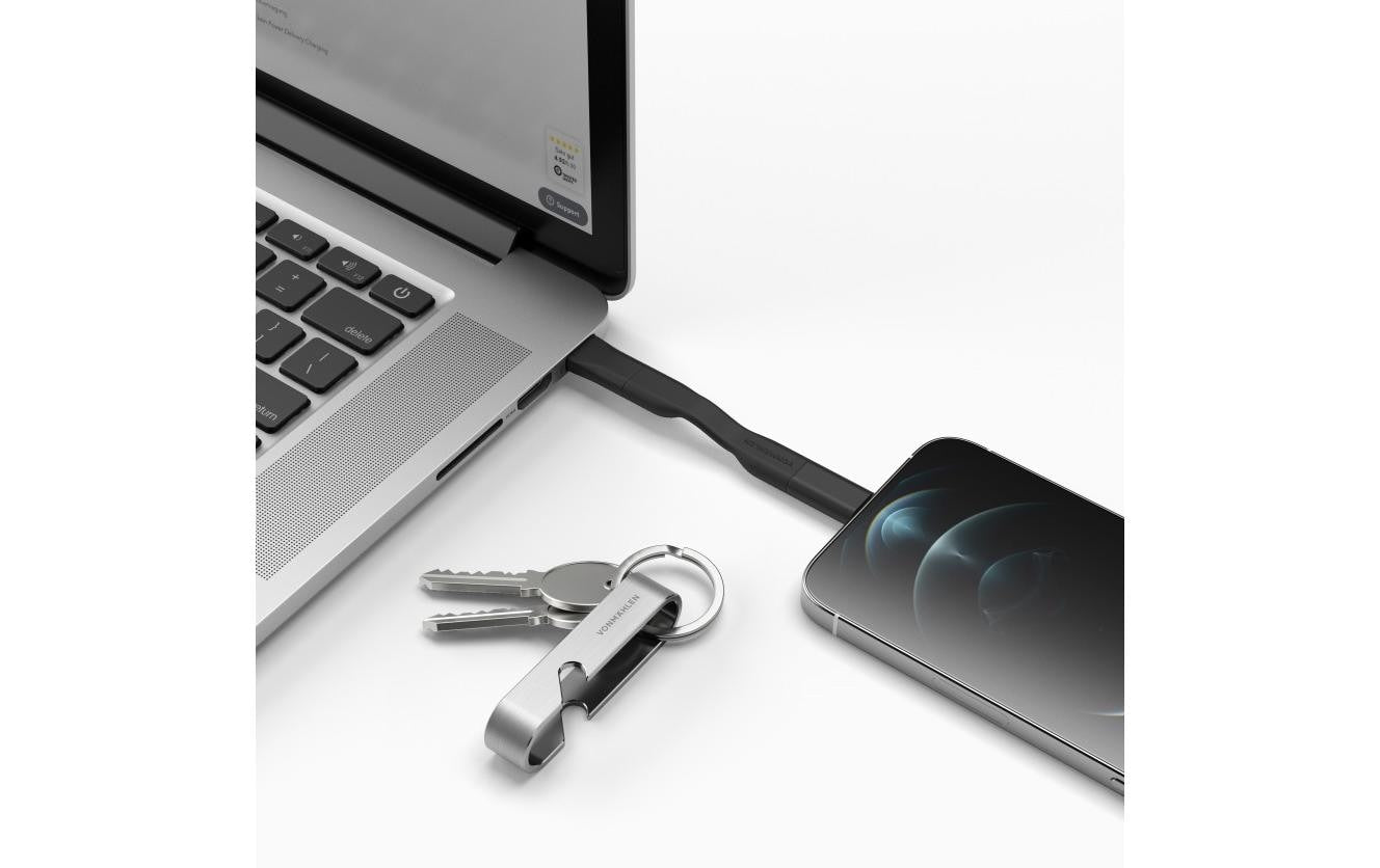 Vonmählen Multi-Kabel – 6-in-1 USB-C auf Micro-USB 0,06 m, magnetisch, Schwarz/Silber