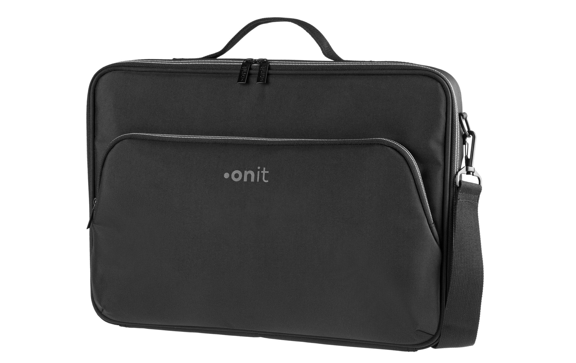 ONIT Clamshell Notebook-Tasche bis 15,6" – 600D rPET, mit Trolley-Band – Schwarz