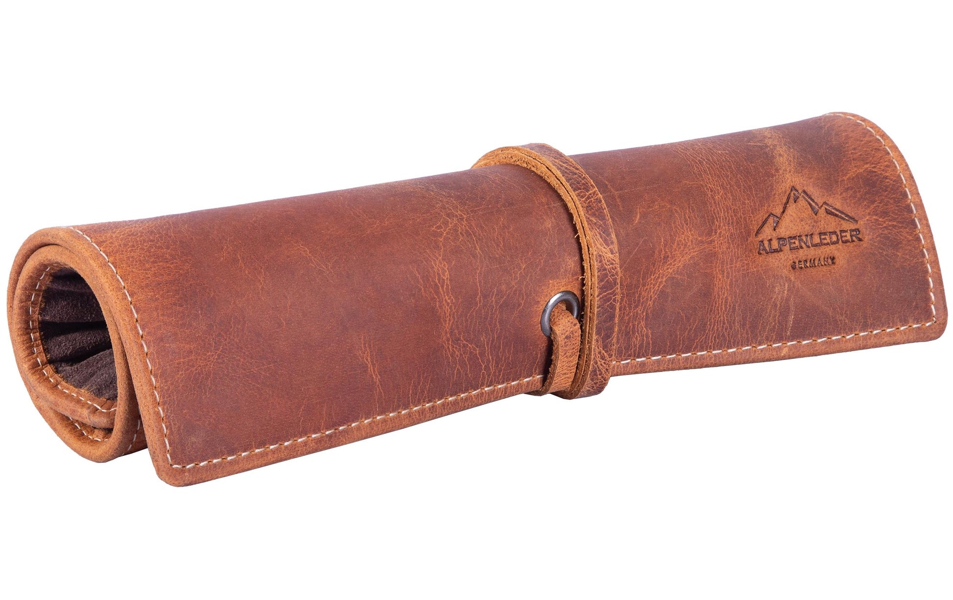 Alpenleder Etui Stifterolle, leer – braun/hellbraun – Leder