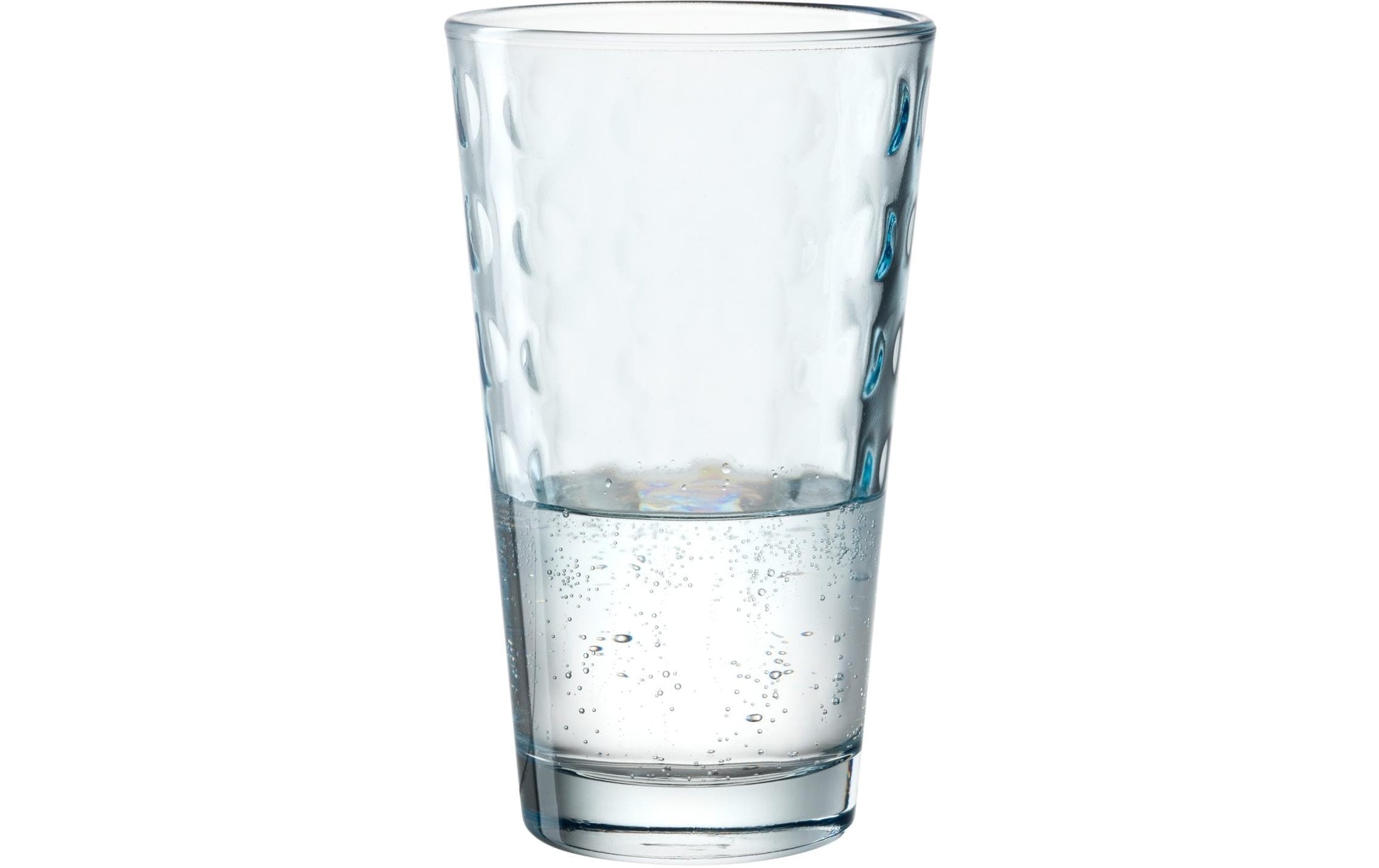 LEONARDO Trinkbecher Optic – 4er Set, 540 ml, Ø 9,0 cm, Glas, Hellblau, spülmaschinenfest