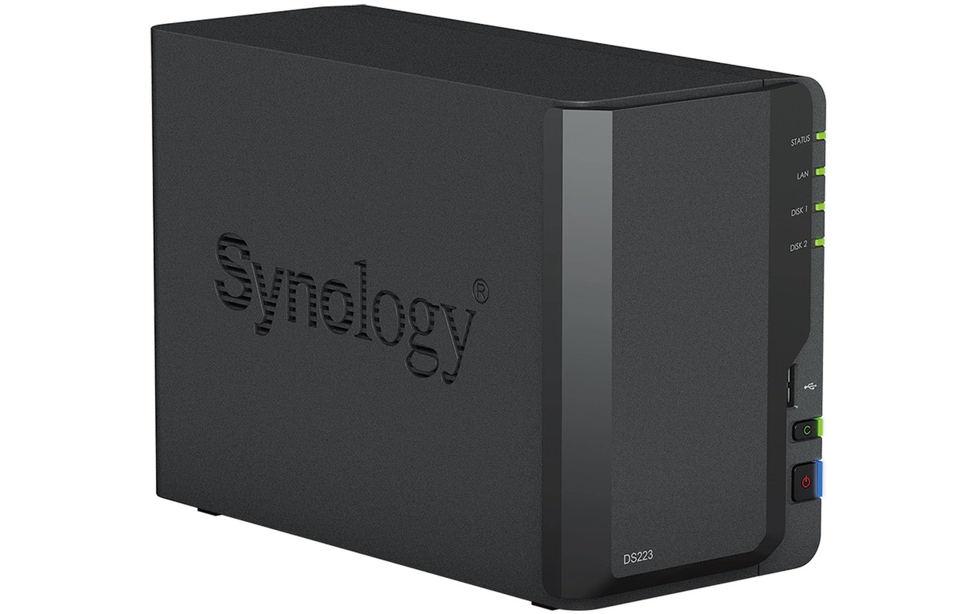 Synology DS223 – 2-Bay Desktop NAS – Realtek RTD1619B, 2 GB RAM, für 2,5"/3,5" HDD/SSD, SATA