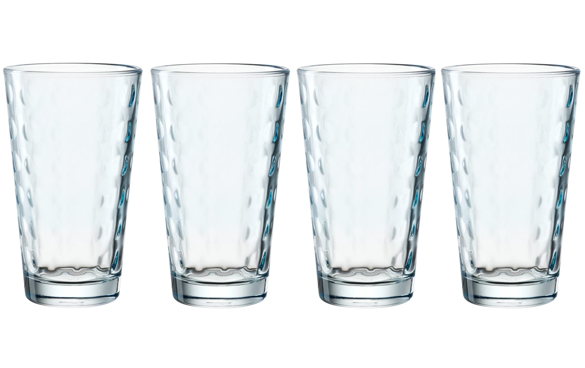 LEONARDO Trinkbecher Optic – 4er Set, 540 ml, Ø 9,0 cm, Glas, Hellblau, spülmaschinenfest