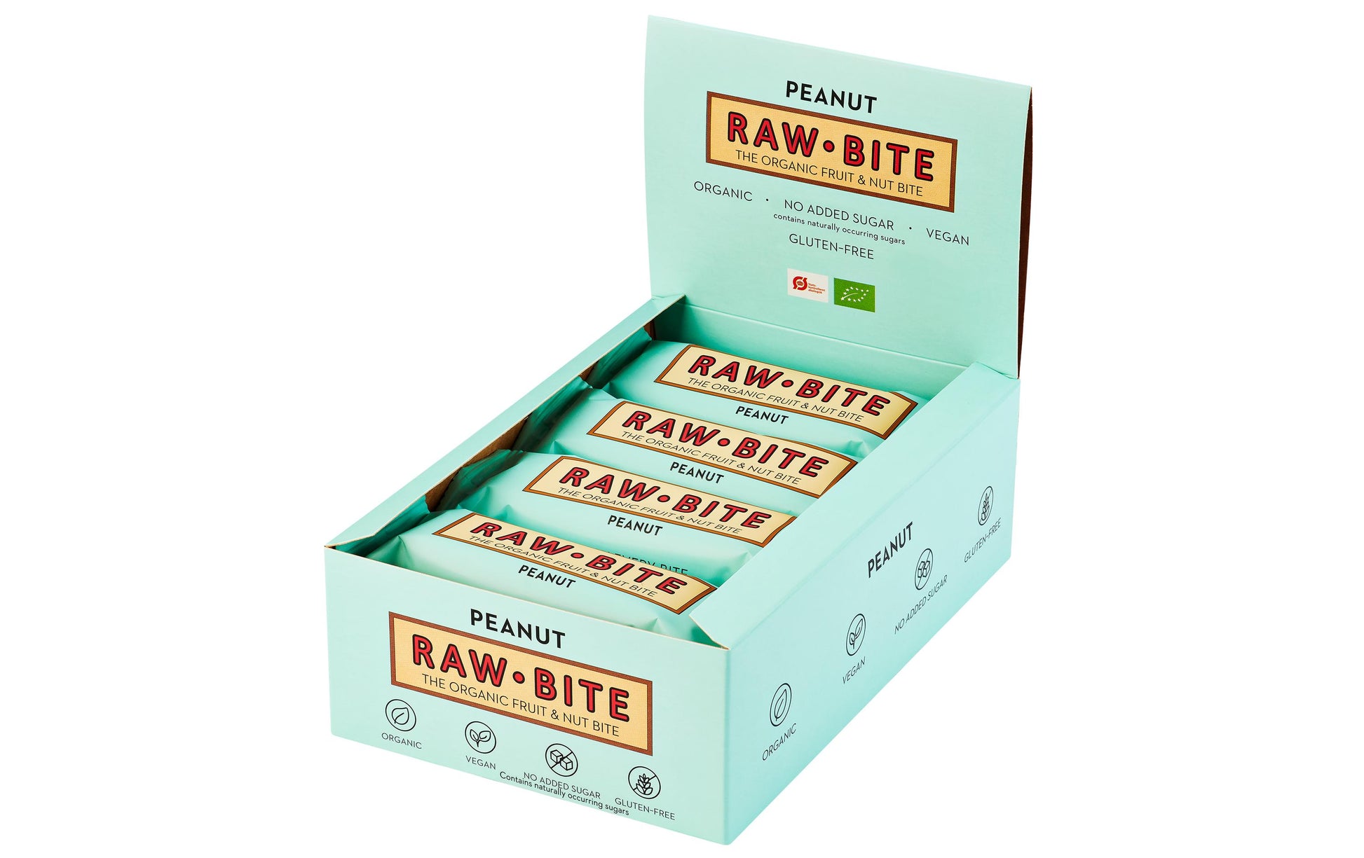 Rawbite Rohkostriegel – Erdnuss, bio, glutenfrei – 12 × 50 g