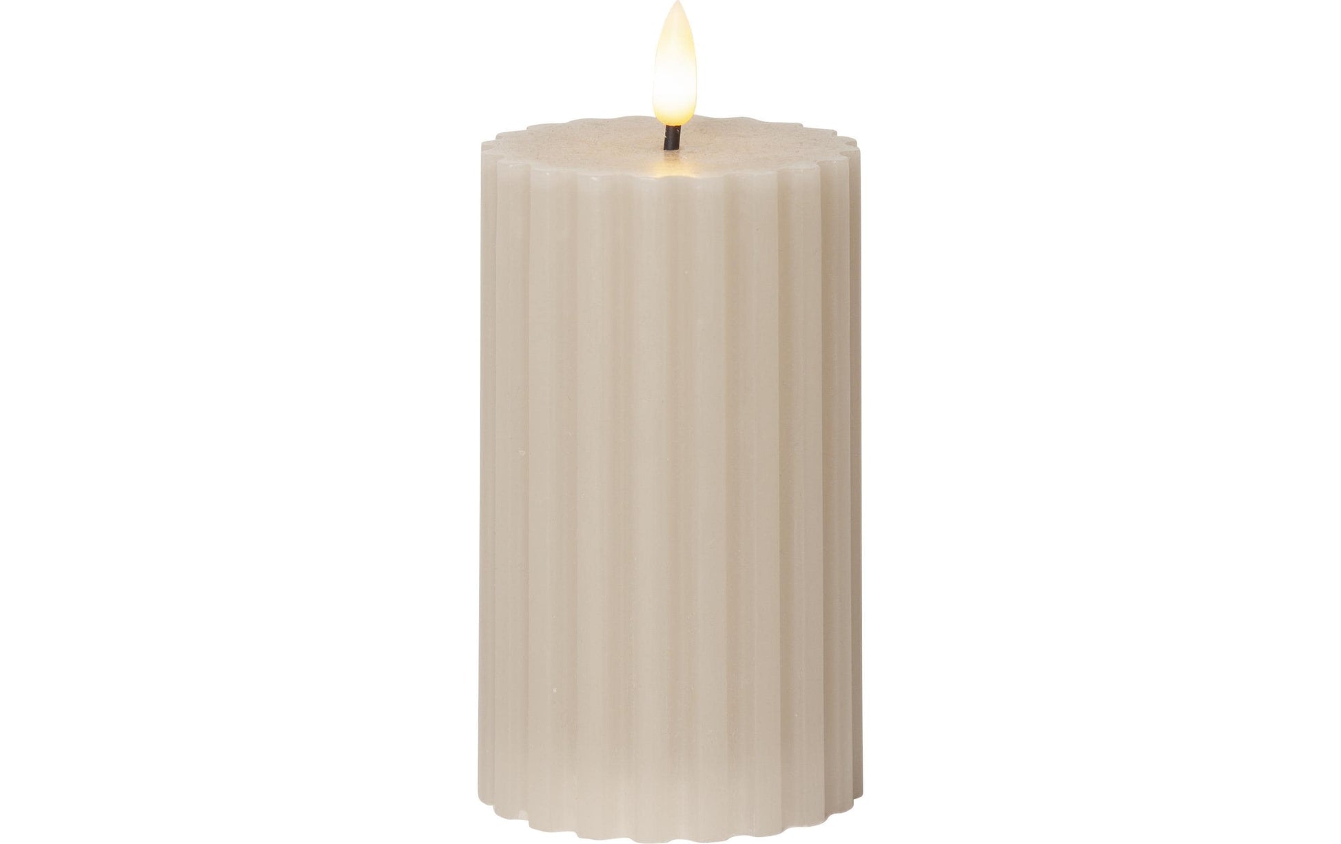 Star Trading LED-Kerze – Ø 7,5 × 15 cm, 0,02 W, Warmweiss, Beige, Batteriebetrieb, Timer 6/18 h