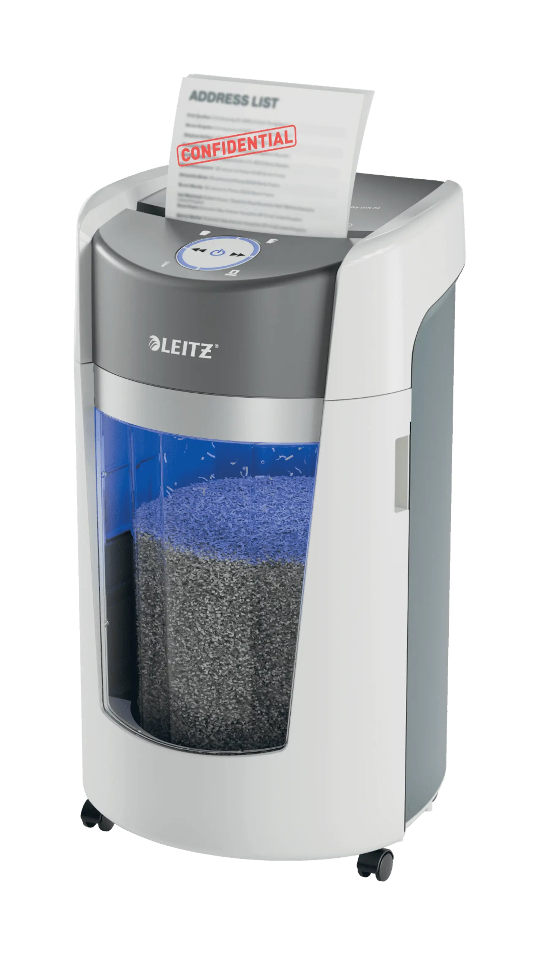 Leitz IQ OptiMax 550 Office – Aktenvernichter, DIN P-5, Mikroschnitt 2 × 15 mm, 10 Blatt, 35 l