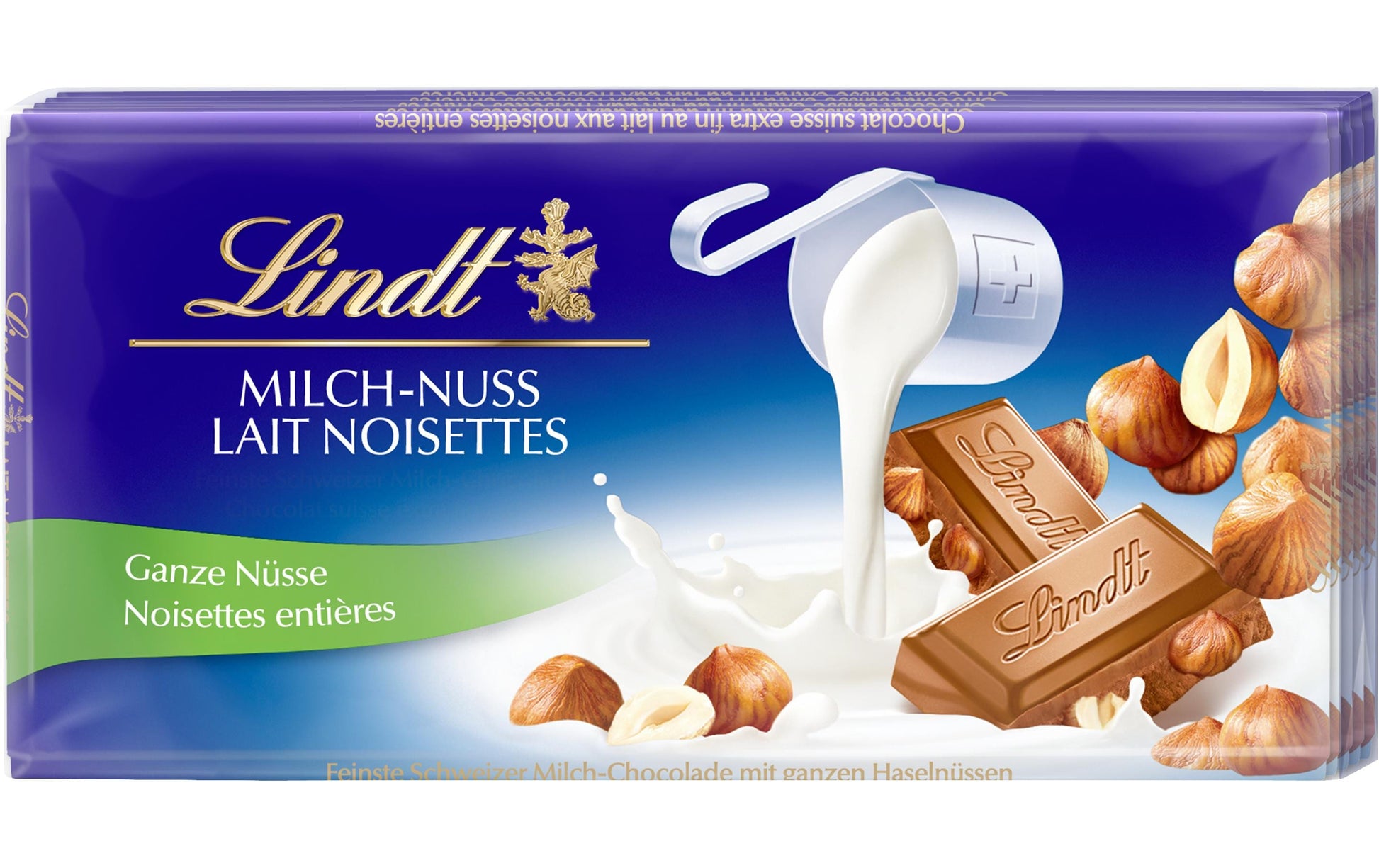 Lindt Tafelschokolade – Milch, Haselnuss – 5 × 100 g