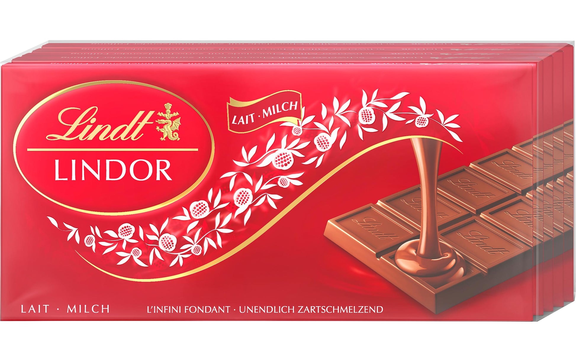 Lindt LINDOR Tafelschokolade – Milch – 5 × 100 g