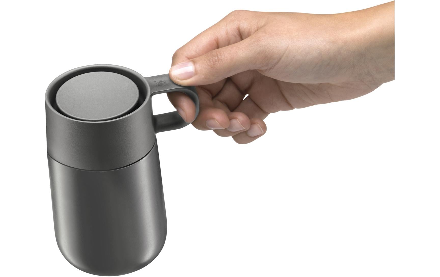 WMF Thermobecher Impulse – 300 ml, Ø 7,8 cm, Edelstahl 18/10/Kunststoff, mit Klappdeckel, vakuumisoliert