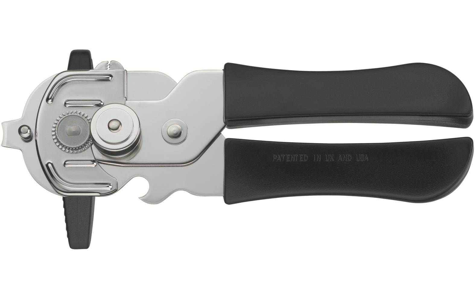 Silit Dosenöffner 23,5 cm, Edelstahl (18/10)/Kunststoff, Schwarz, mit Flaschenöffner