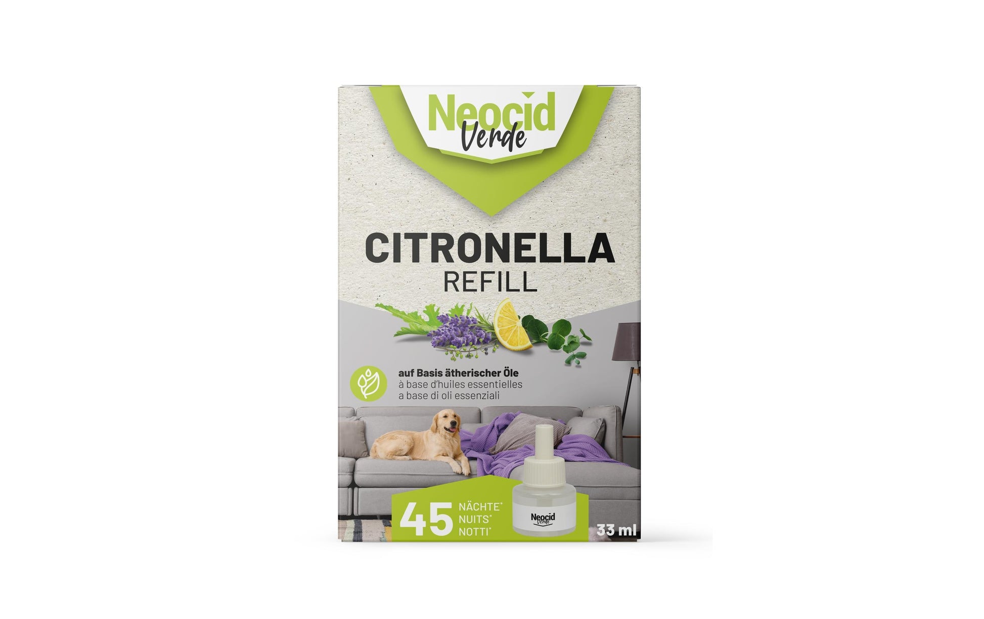 Neocid EXPERT Citronella Insektenfalle – 6 × 4,5 cm – Grau – Flüssigkeit, 33 ml – Für Mücken