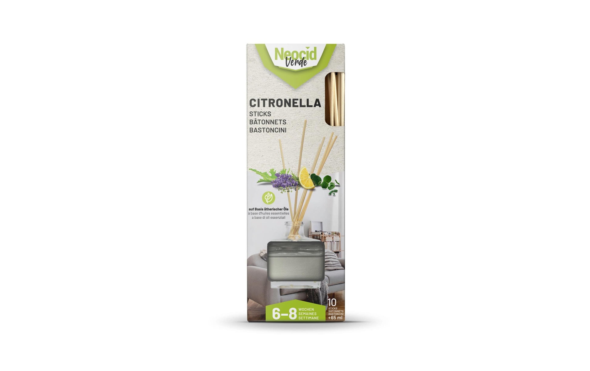Neocid EXPERT Citronella Stäbchen Insektenfalle – 7,5 × 21 cm – 65 ml – 10 Stk. – für Mücken