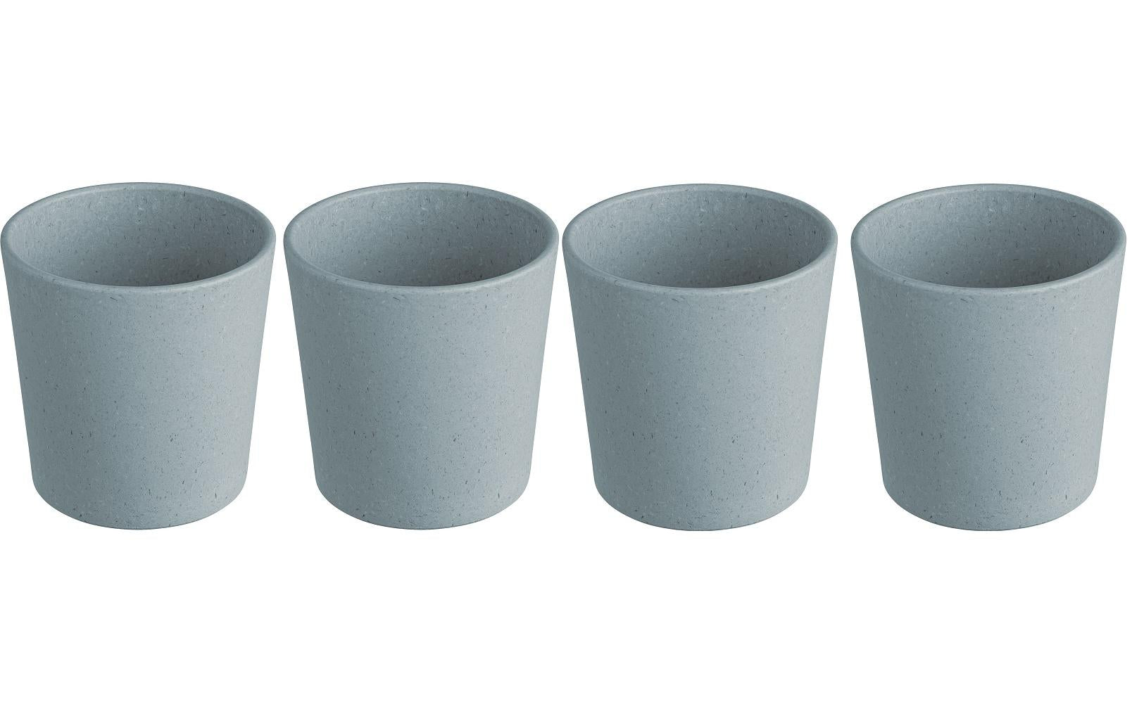 Koziol Becher Connect S – 4er Set, 190 ml, Ø 7,3 cm, Kunststoff (biozirkulär), Blau, spülmaschinenfest