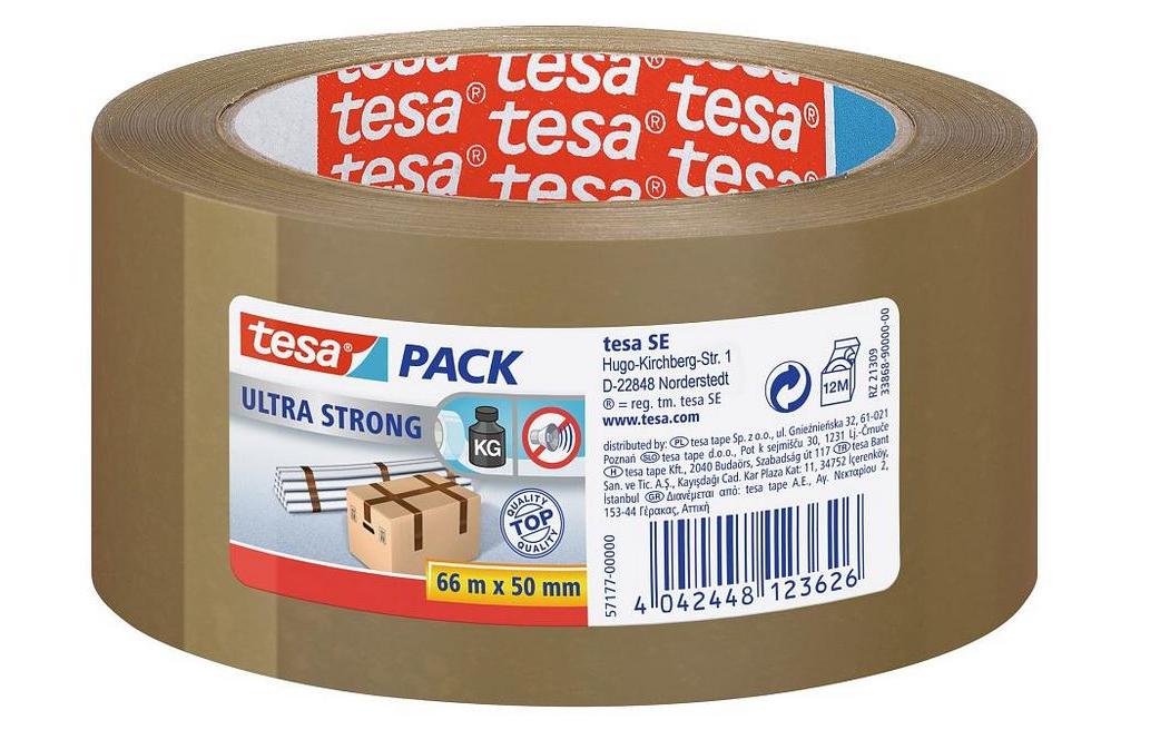 Tesa Verpackungsband Ultra Strong – 50 mm × 66 m, braun, 6 Rollen