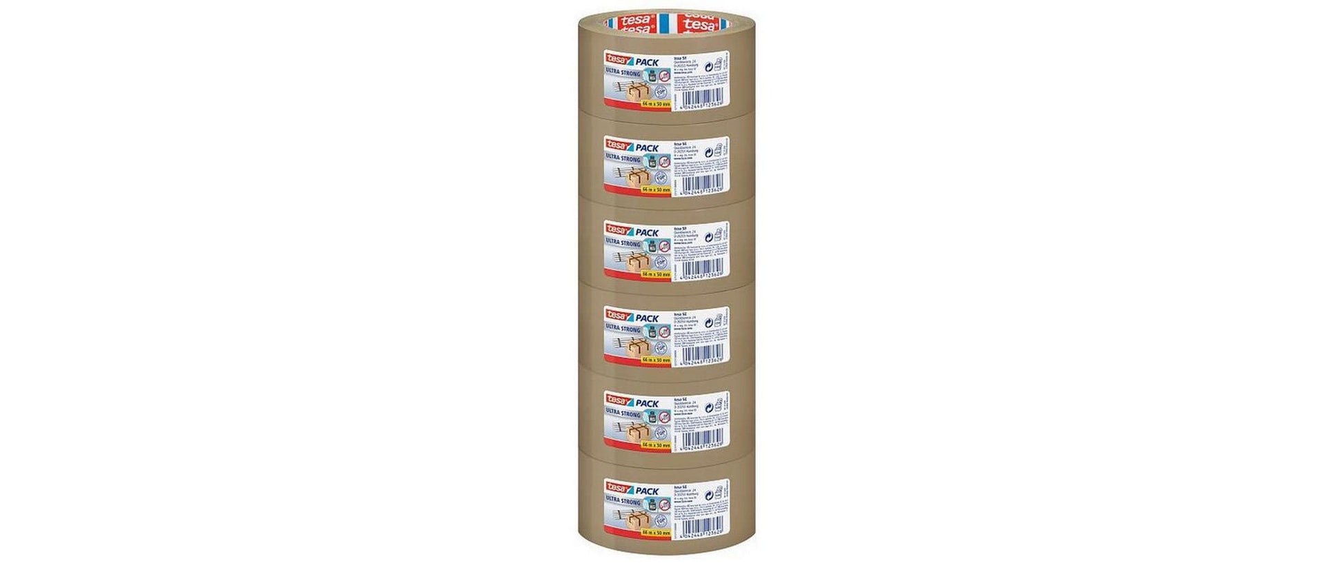 Tesa Verpackungsband Ultra Strong – 50 mm × 66 m, braun, 6 Rollen