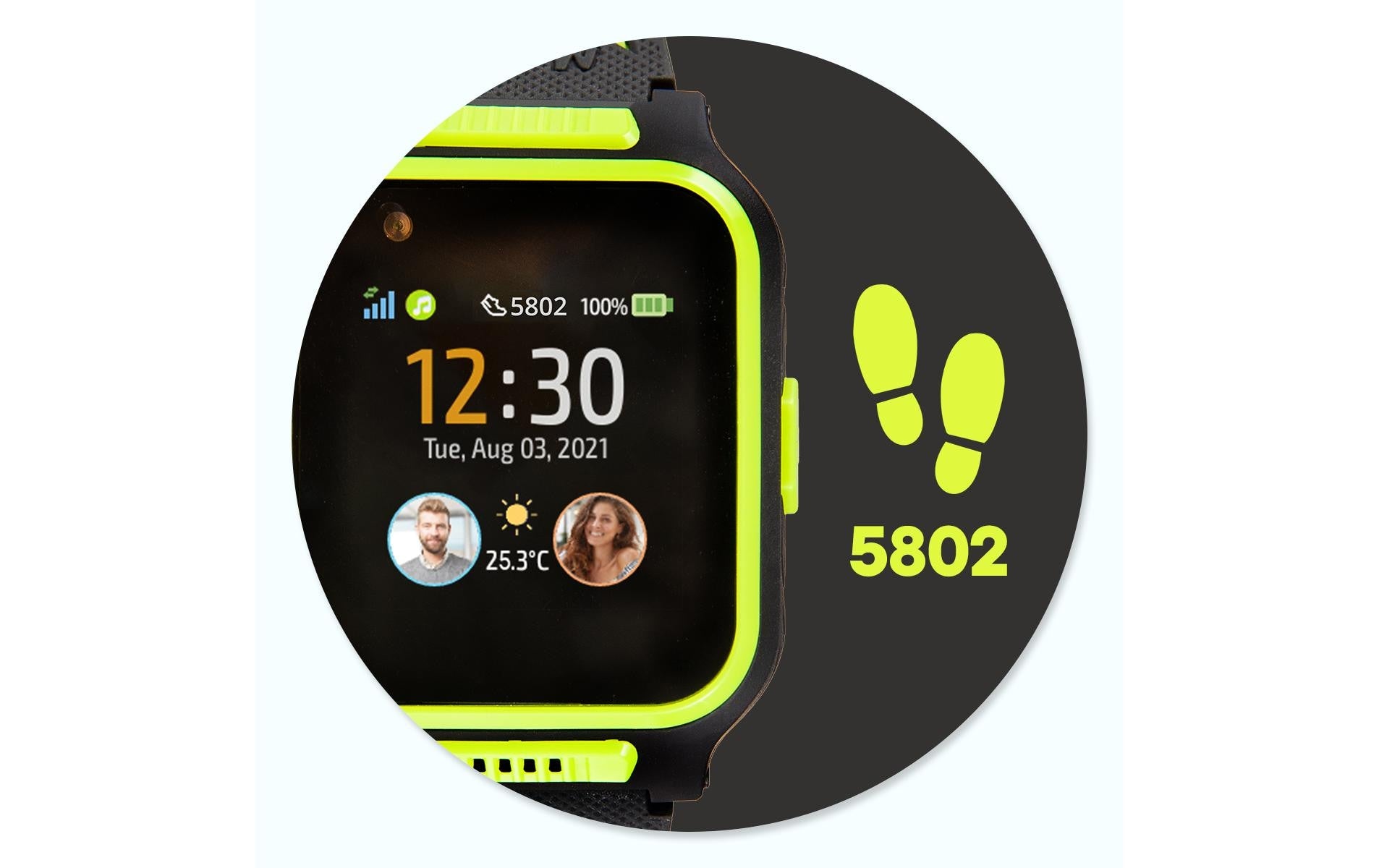 MyKi 4 – Kinder-Smartwatch – 41 mm, LTE + GPS, Schwarz/Grün
