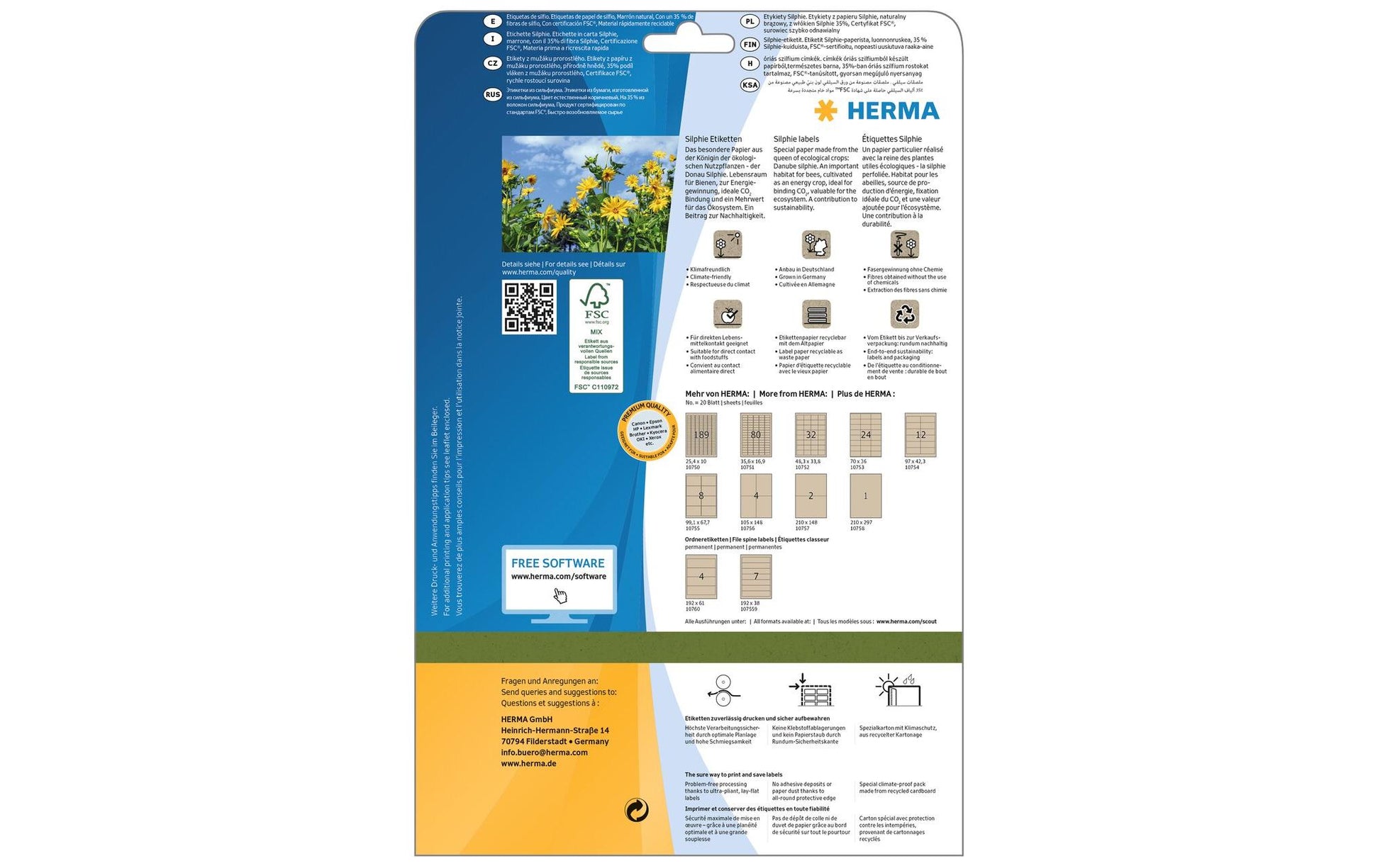 HERMA Drucketiketten, 36 mm × 17 mm, braun, Papier, permanent, 20 Blatt (1600 Etiketten)
