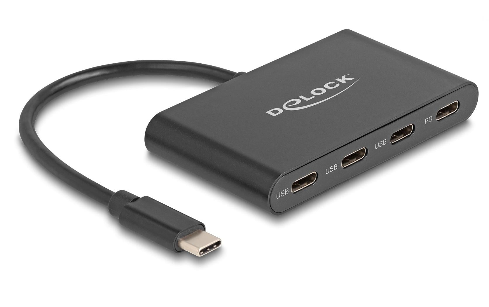 DeLOCK USB-Hub – USB-C, 4× USB-C, 100 W PD, für Windows/Mac/Linux