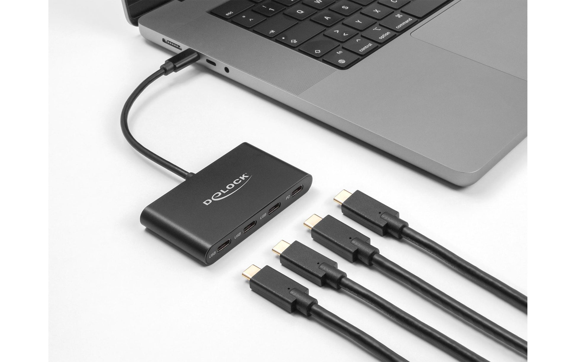 DeLOCK USB-Hub – USB-C, 4× USB-C, 100 W PD, für Windows/Mac/Linux