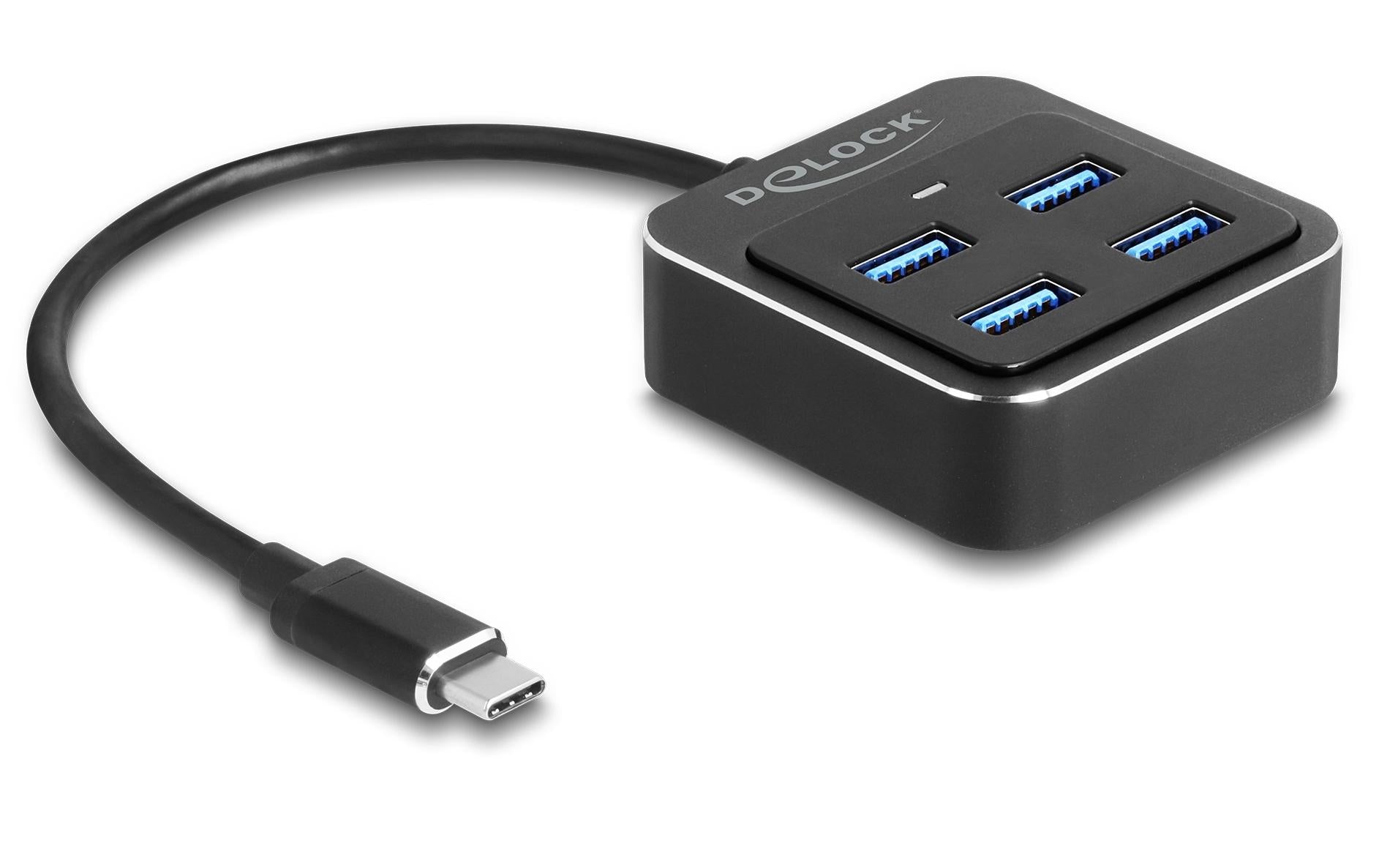 DeLOCK USB-Hub – USB-C, 4× USB-A, für Windows/Mac/Linux