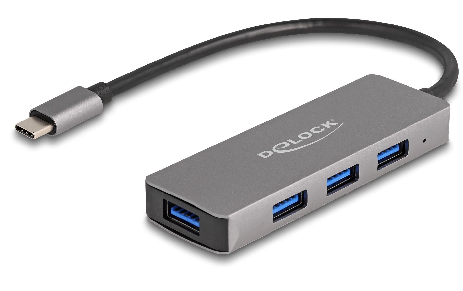 DeLOCK USB-Hub – USB-C, 4× USB-A, für Windows/Mac/ChromeOS