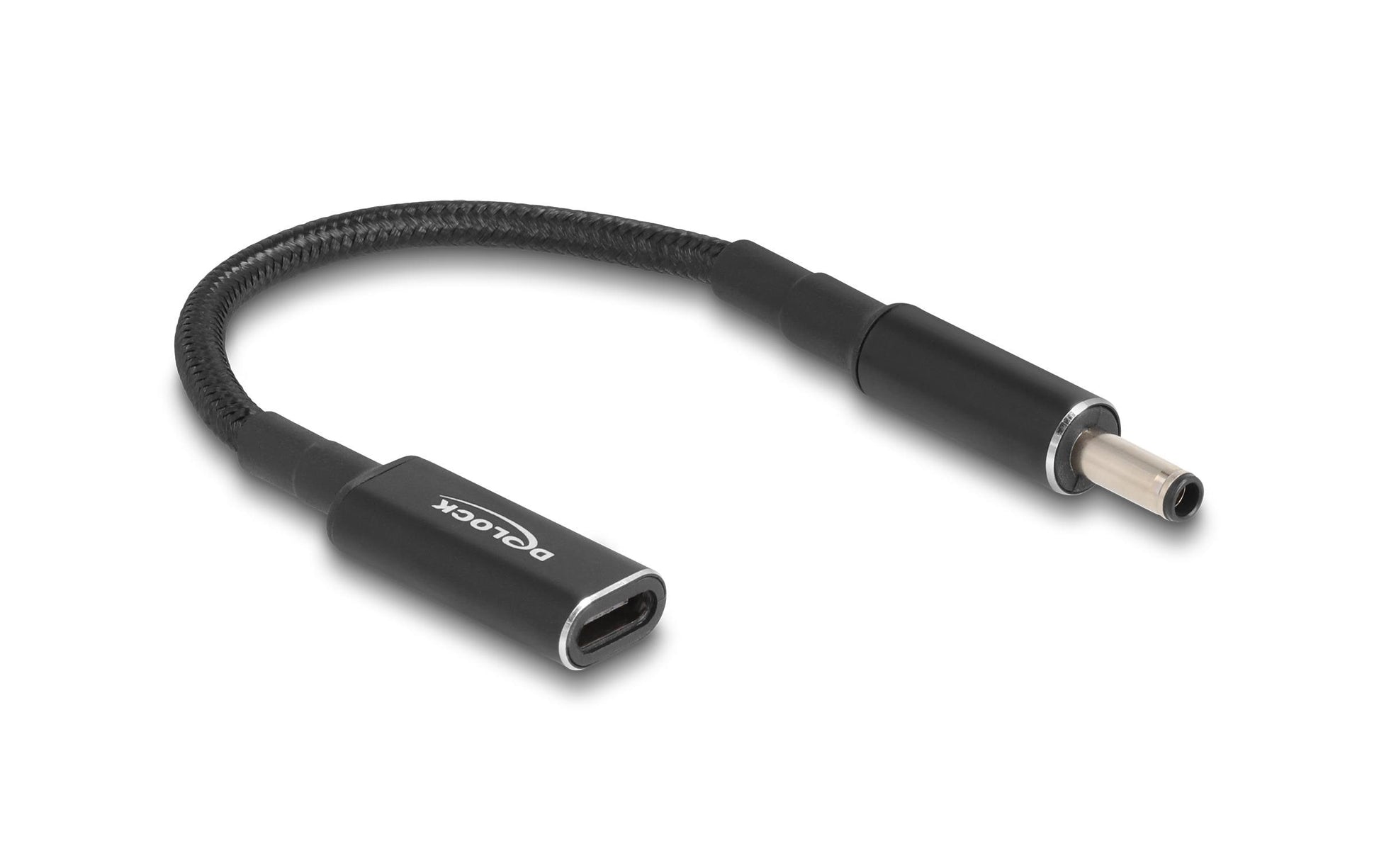 DeLOCK USB-C Adapter zu 4,5 × 3,0 mm – 19,5 V, 3 A, 0,15 m, für Dell-Notebooks, Schwarz