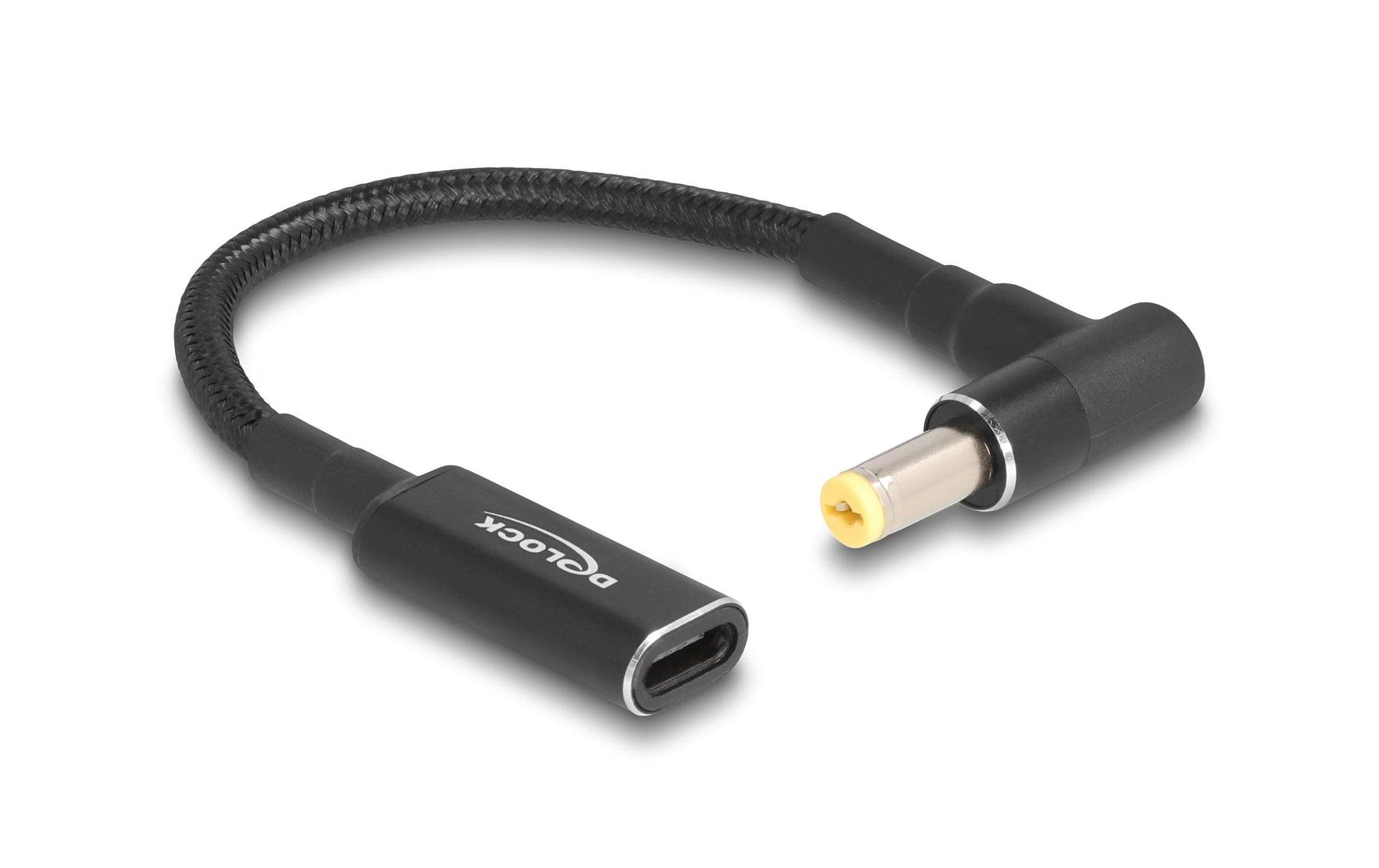 DeLOCK USB-Adapter USB-C (Buchse) auf 5,5×1,7 mm (Stecker) – Abgewinkelt – Schwarz – für Acer-Notebooks
