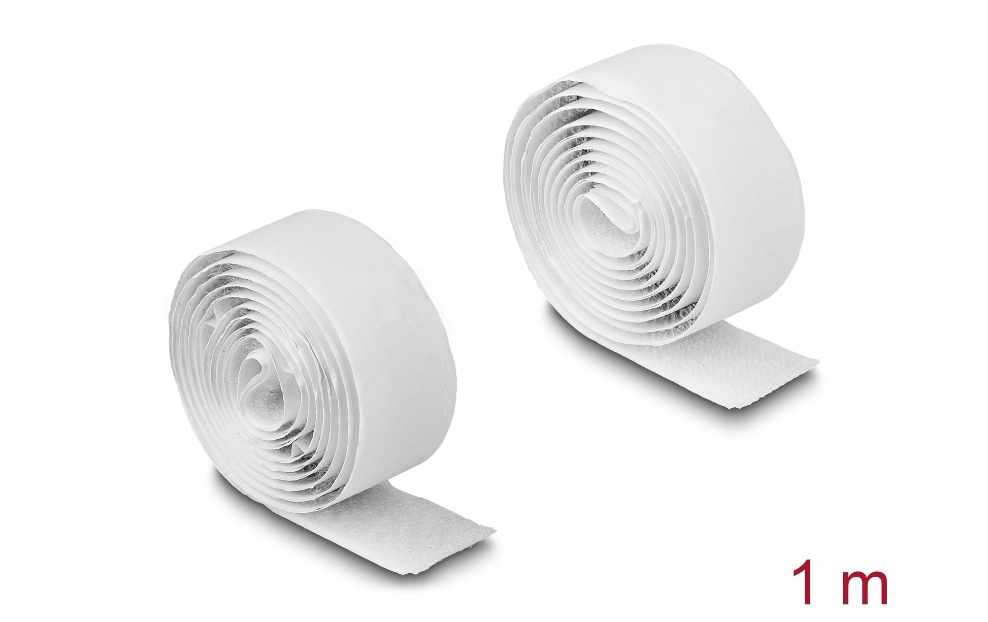DeLOCK Klettband, 1 m × 20 mm, selbstklebend – weiss