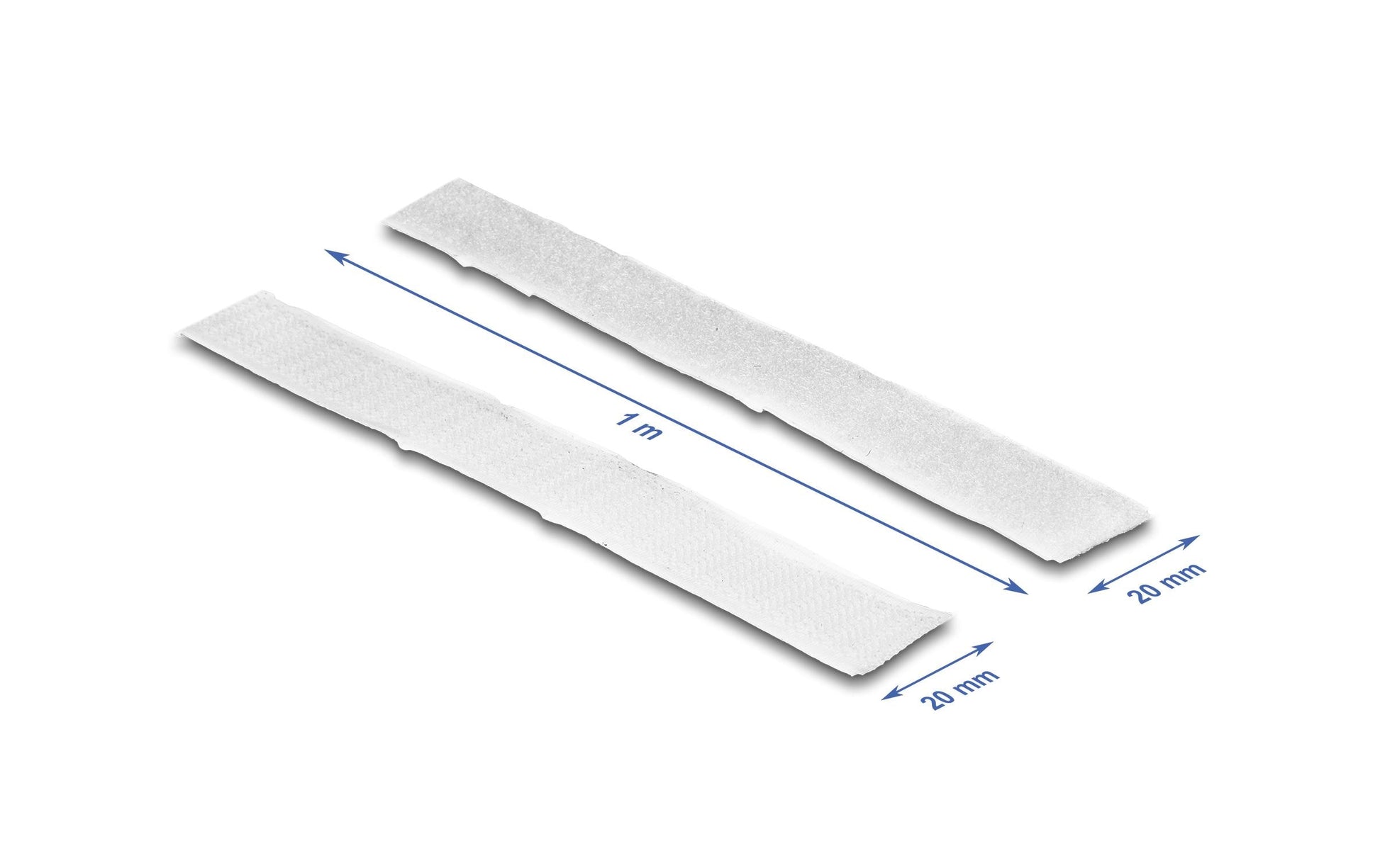 DeLOCK Klettband, 1 m × 20 mm, selbstklebend – weiss