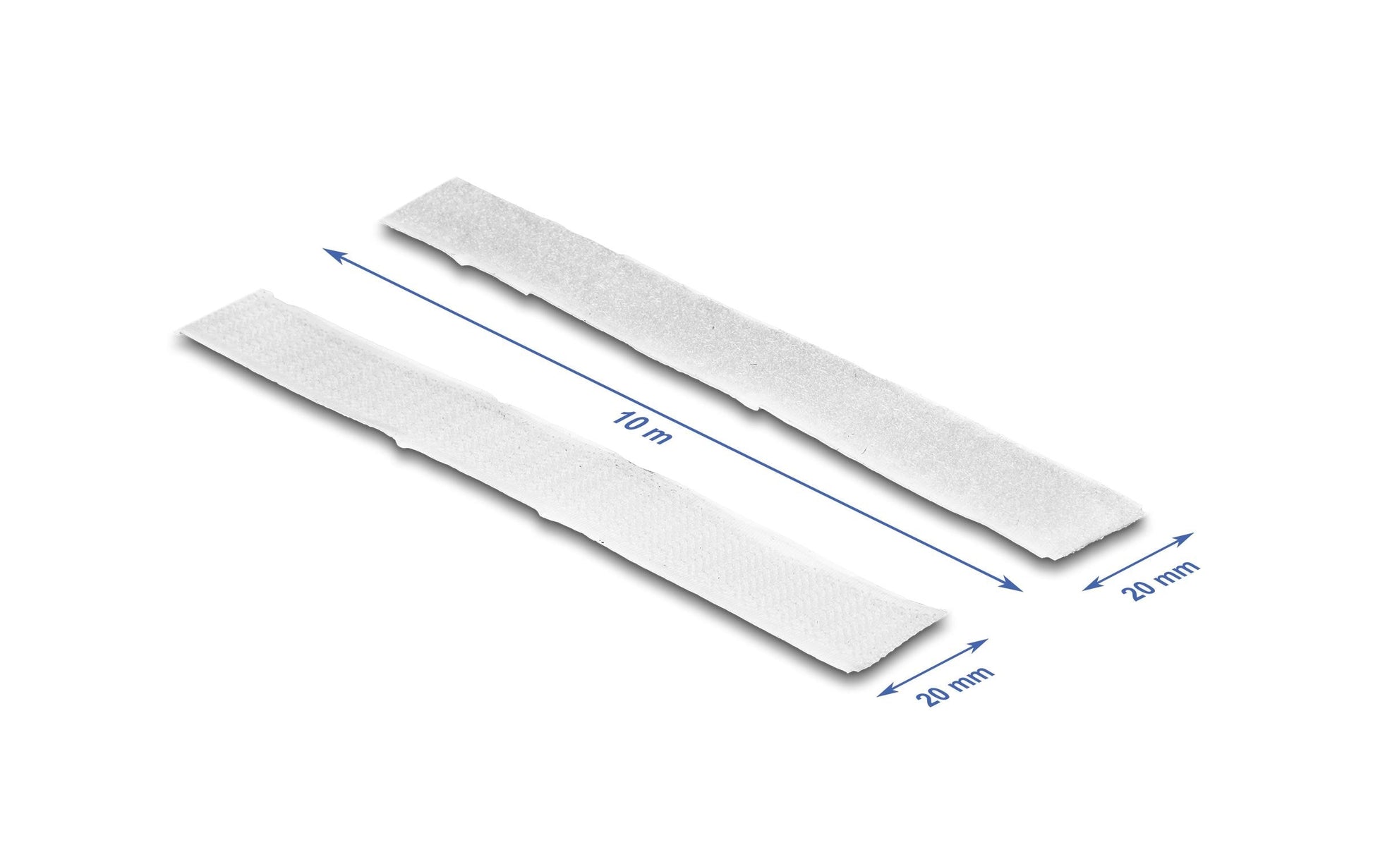 DeLOCK Klettband – 20 mm × 5 m, weiss, selbstklebend, 1 Stk.