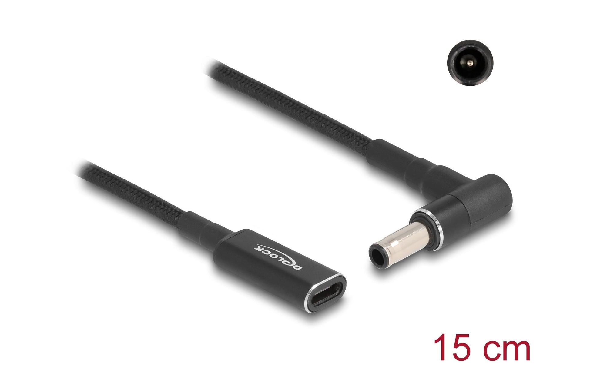 DeLOCK Adapterkabel USB-C zu Samsung 5,5 × 3,0 mm – 19,5 V, 3 A – 0,15 m – für Samsung (5,5 × 3,0 mm)