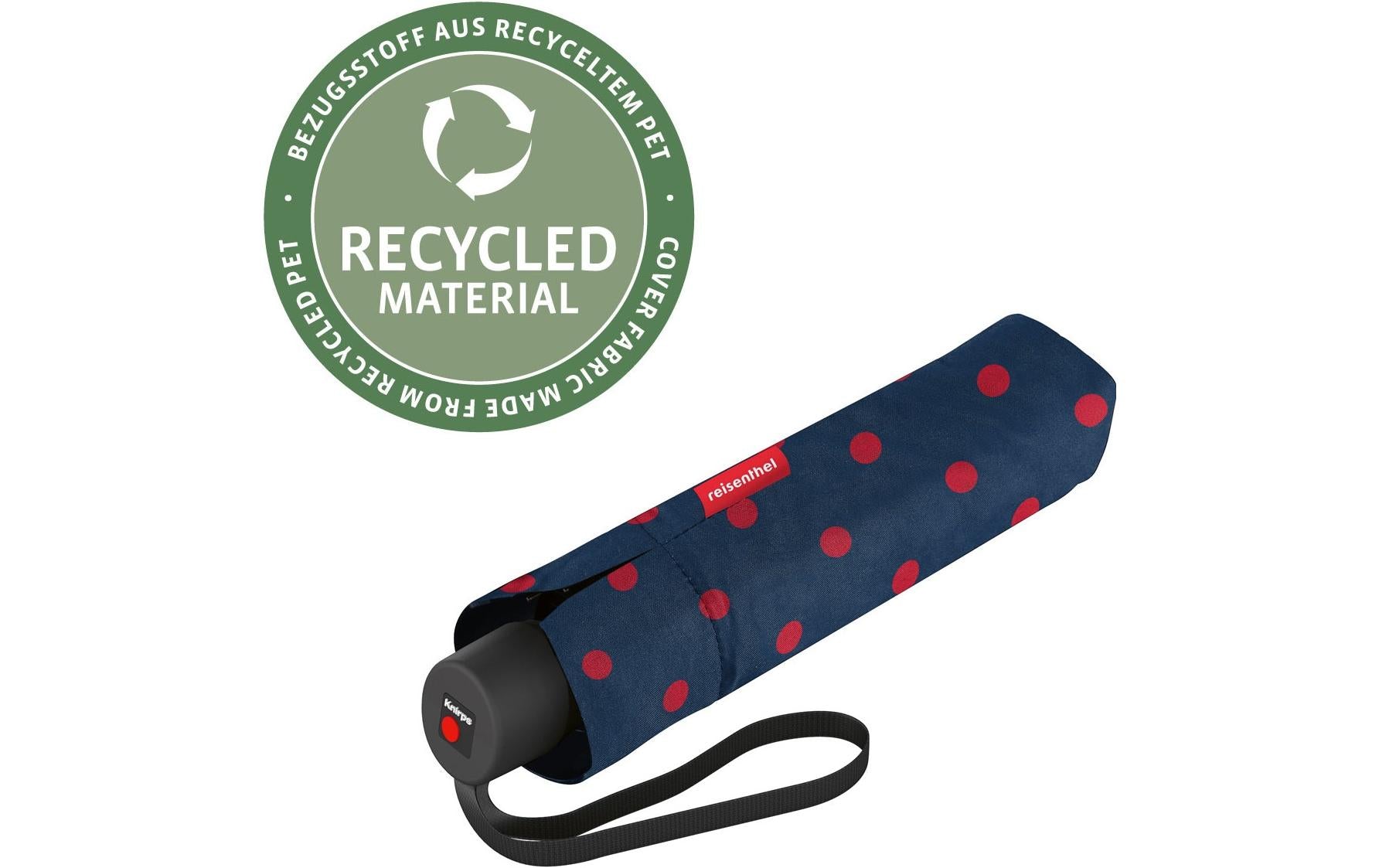 Reisenthel Taschenschirm Pocket Classic – Ø 99 cm, L 24 cm – Gemischte Punkte Rot – Windfest
