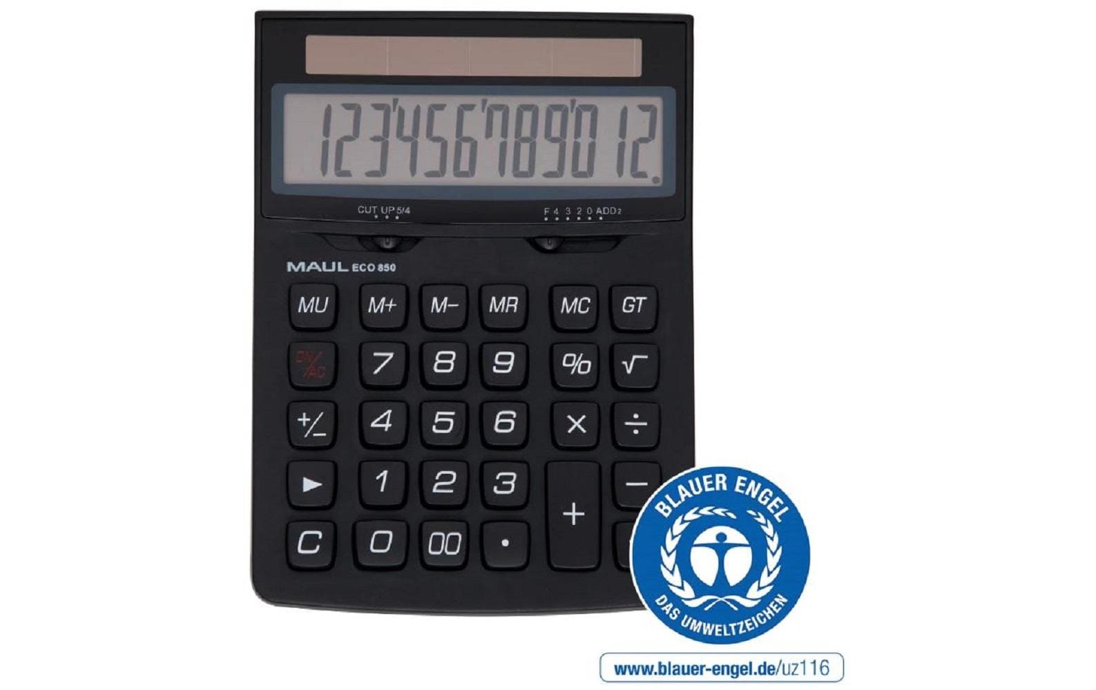 MAUL Taschenrechner ECO 850 – 12-stellig – Solar – Schwarz