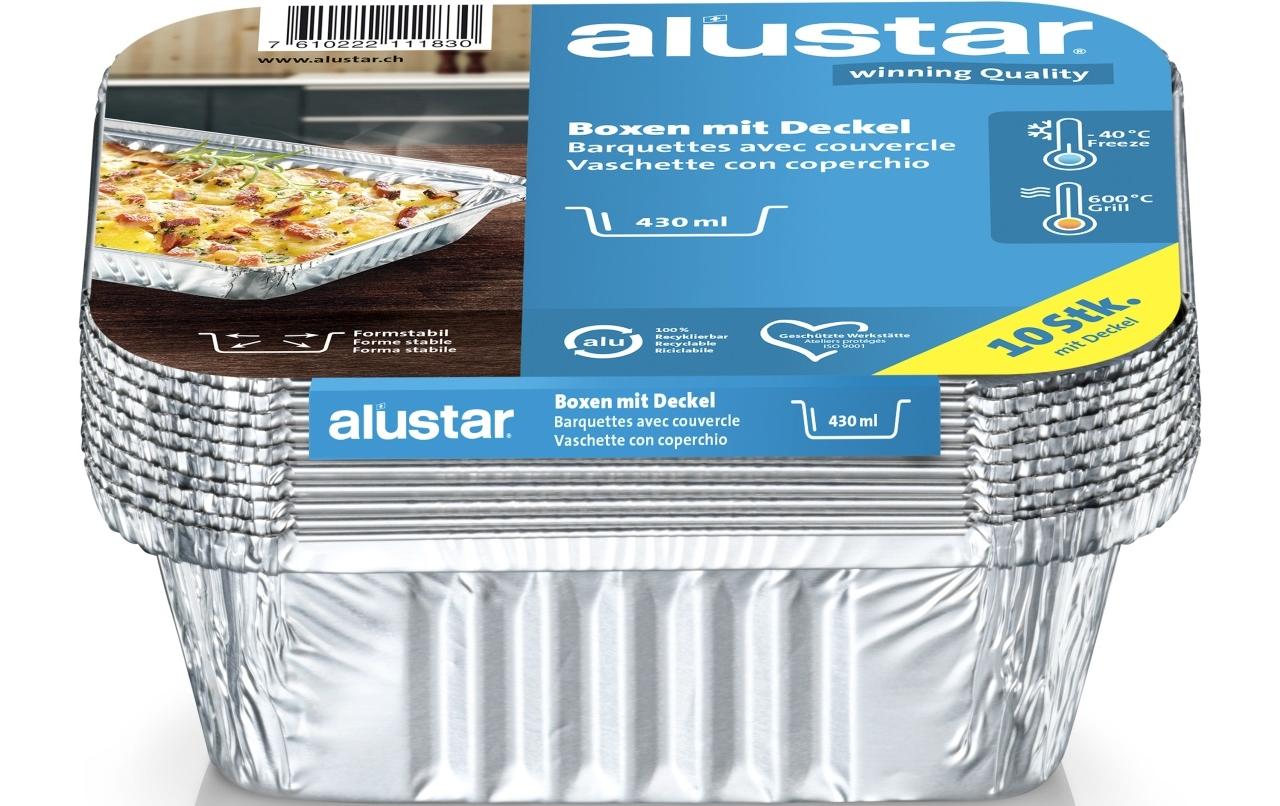 Alustar Take-away-Box, Aluminium – 430 ml 121×146×45 mm, silber – 10 Stk.