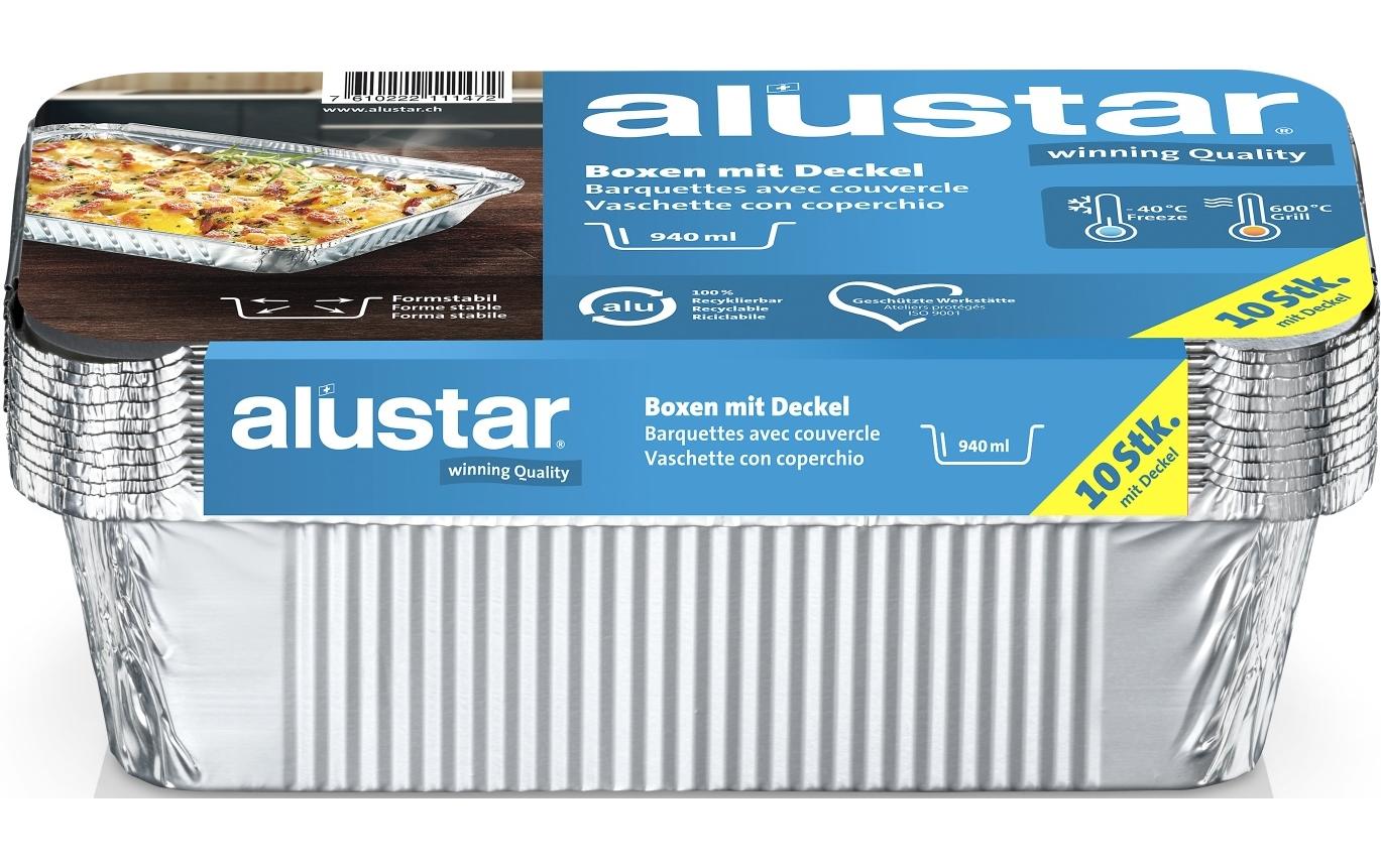 Alustar Take-away-Box, Aluminium – 940 ml, 210 × 110 × 54 mm, silber – 10 Stk.