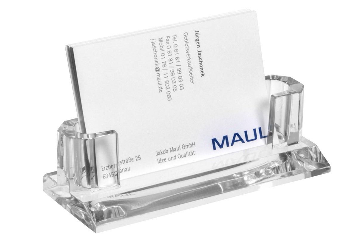 MAUL Visitenkartenhalter – 30 Karten, Acryl, transparent, 110 × 44 × 32 mm