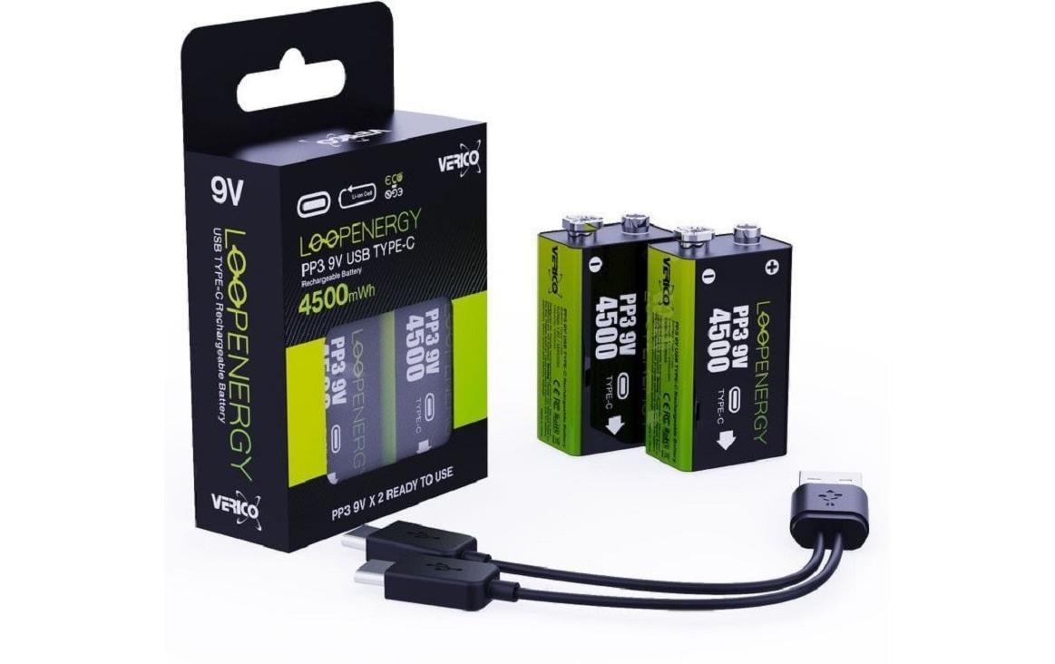 Verico LoopEnergy Akku 9 V 500 mAh 4,50 Wh Li-Ion – für 9V E-Block Geräte