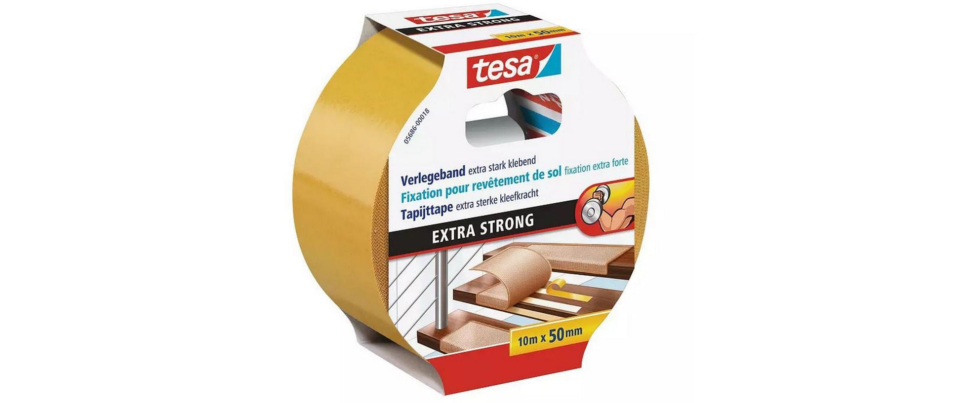 TESA Extra starkes Montageband – 50 mm × 10 m, Orange, für Holz/PVC/Keramik, Innen & Aussen