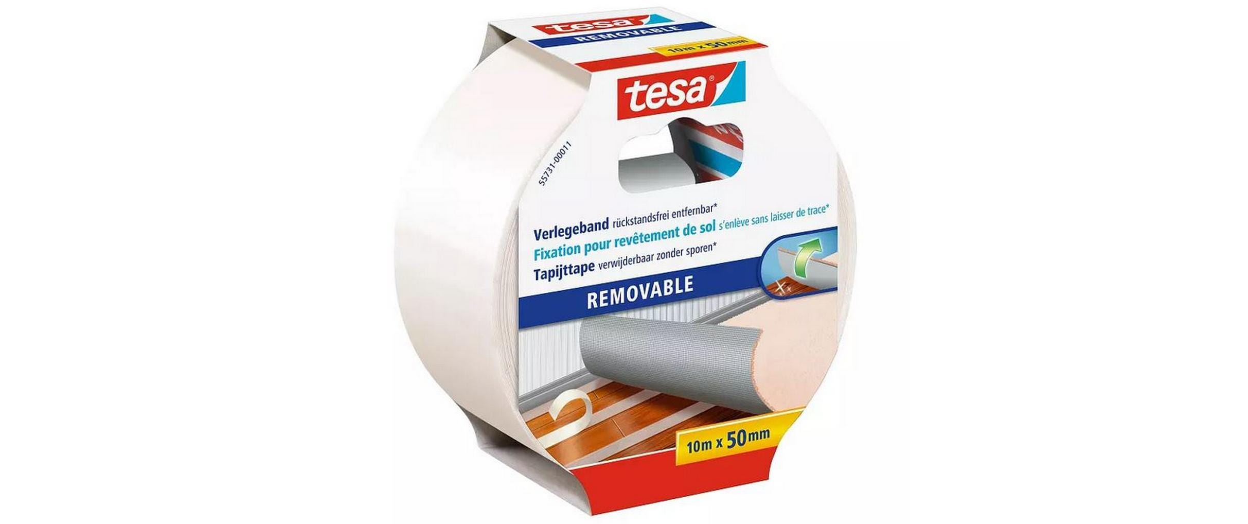 tesa Doppelseitiges Klebeband – 5 cm, Polypropylen (PP), Weiss