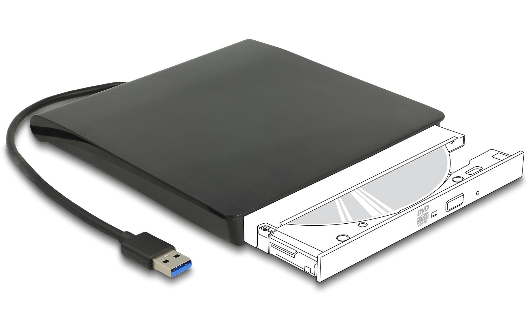 DeLOCK 1-Bay HDD-Gehäuse – SuperSpeed USB Typ-A, 5 Gbit/s, für 5,25" Slim SATA (12,7 mm)