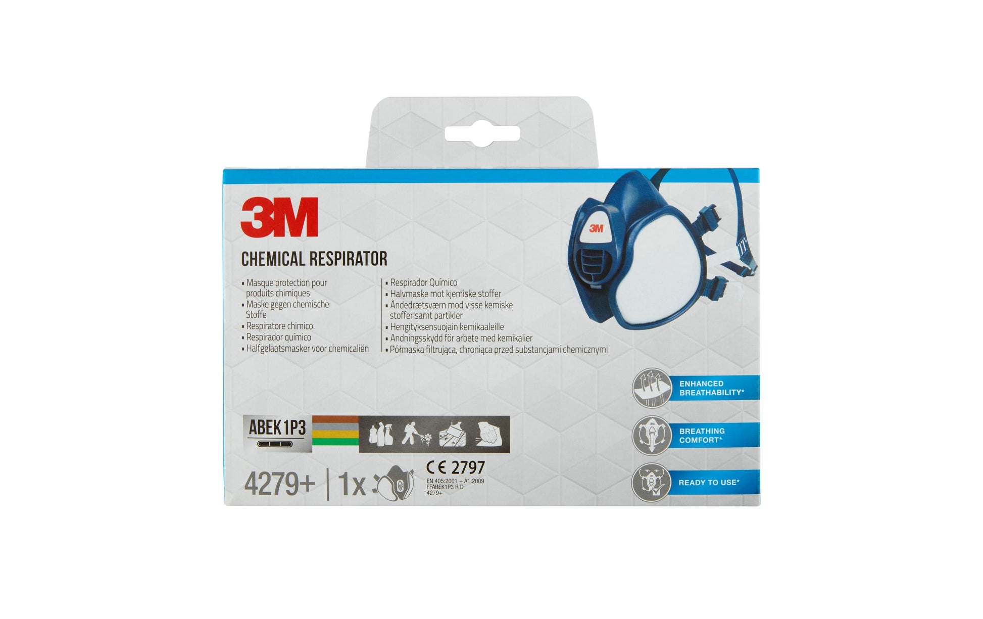 3M Atemschutzmaske (Halbmaske) 4279 – Schutzklasse FFABEK1P3RD – Einheitsgrösse – Blau – 1 Stk.