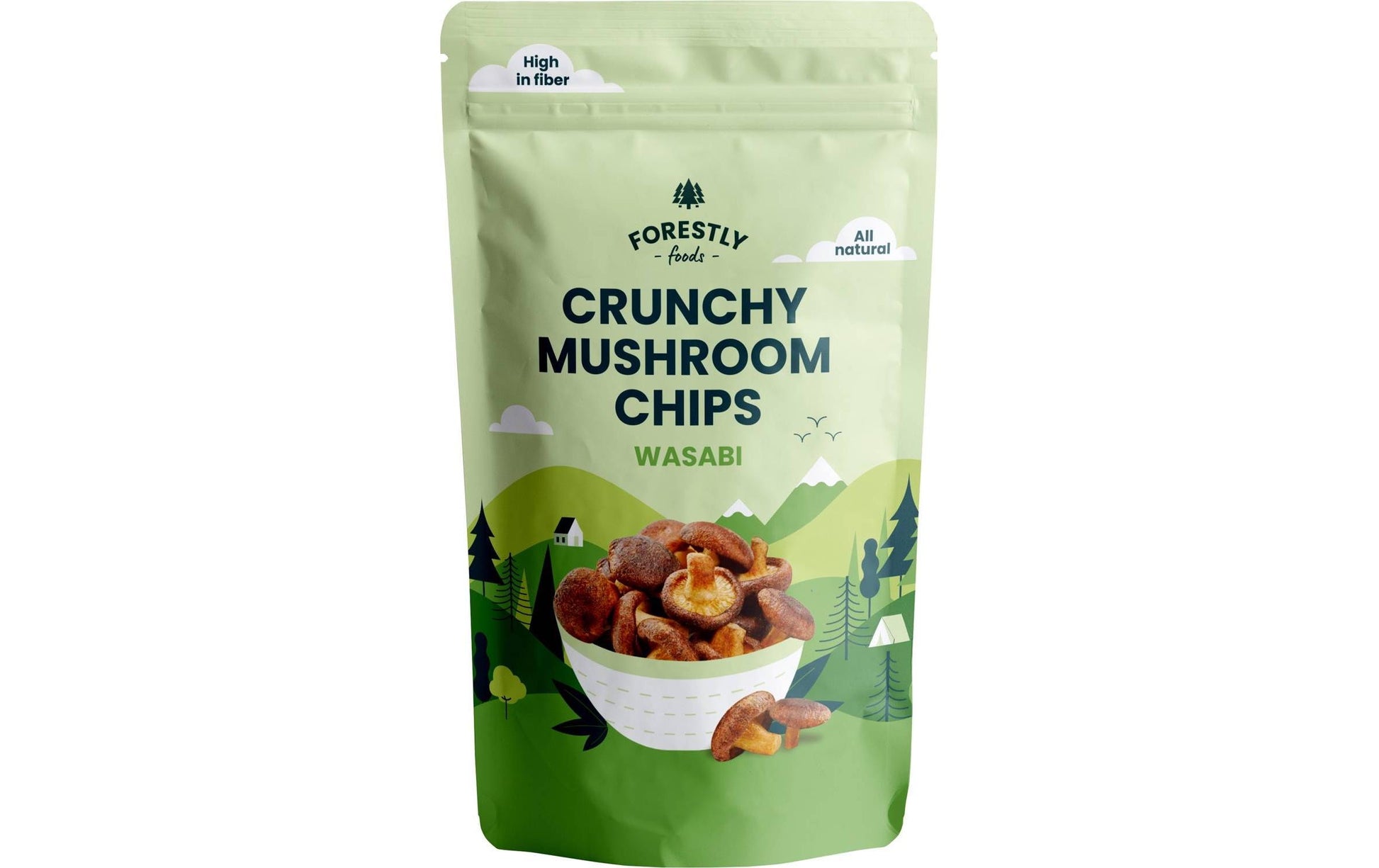 Forestly Foods Knusprige Pilzchips – Wasabi, vegan, glutenfrei – 50 g