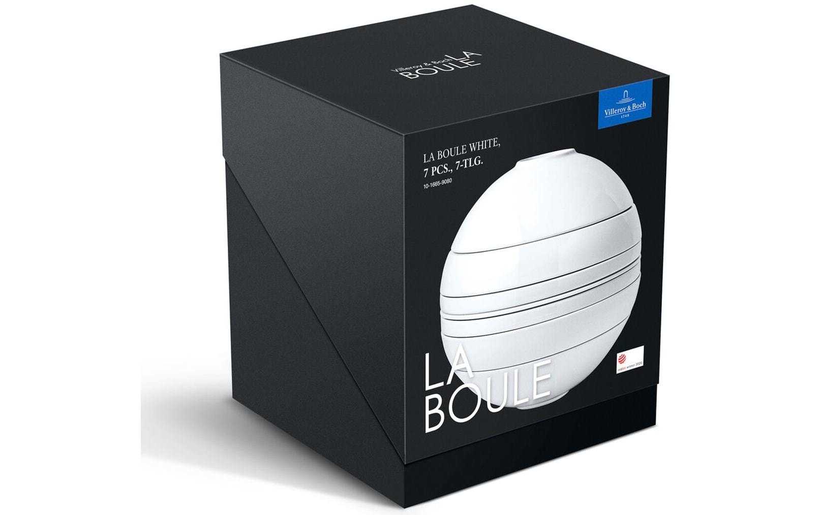 Villeroy & Boch Iconic Boule Servierset – Porzellan, weiss, spülmaschinenfest, mikrowellenfest, 7 Stück