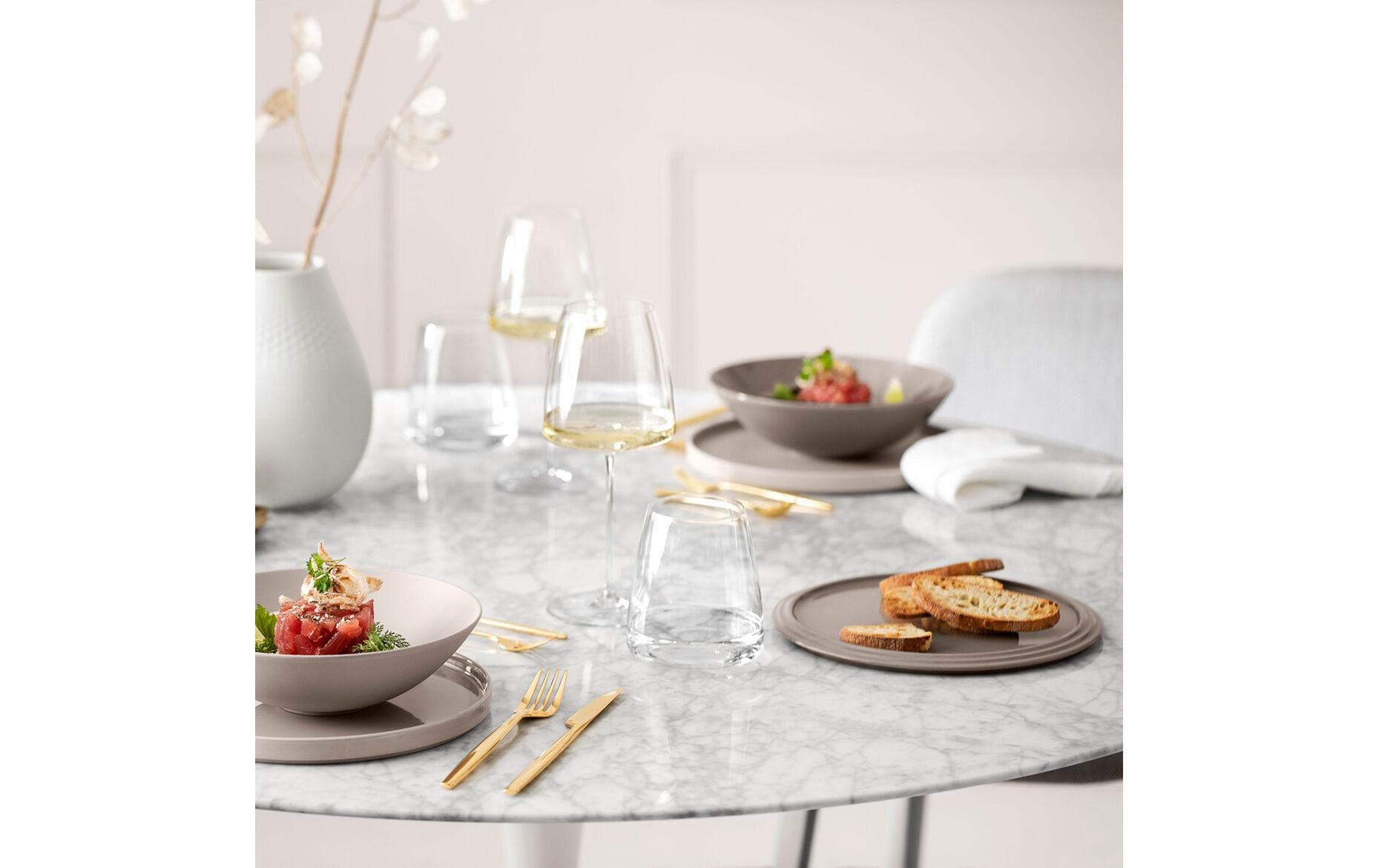 Villeroy & Boch Iconic Pure Servierset – Porzellan, Beige, Spülmaschinengeeignet, Mikrowellengeeignet, 7-teilig
