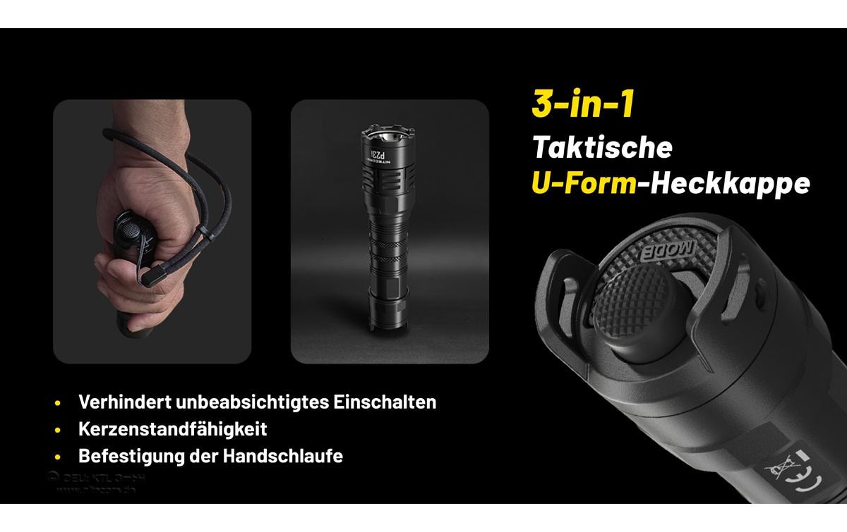 Nitecore Taschenlampe P23i – 3000 lm, 470 m, IP68, 5000 mAh Akku, USB-aufladbar – Schwarz