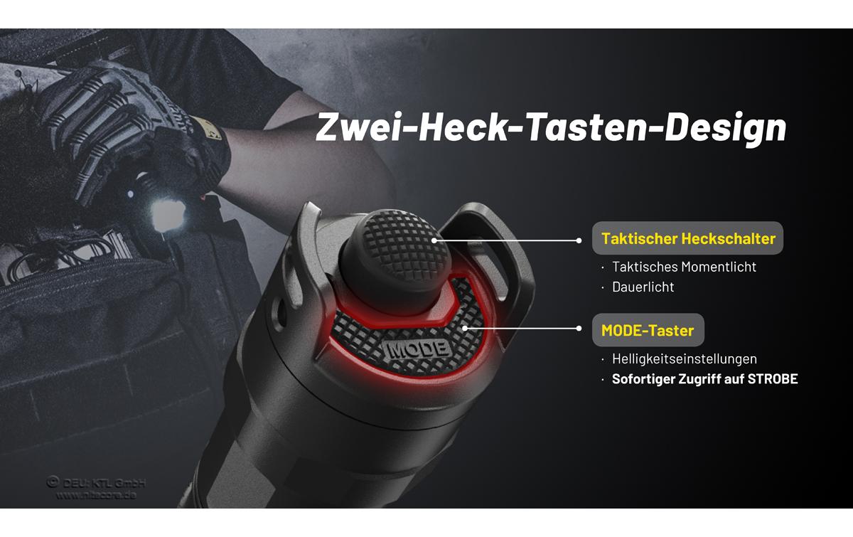 Nitecore Taschenlampe P23i – 3000 lm, 470 m, IP68, 5000 mAh Akku, USB-aufladbar – Schwarz