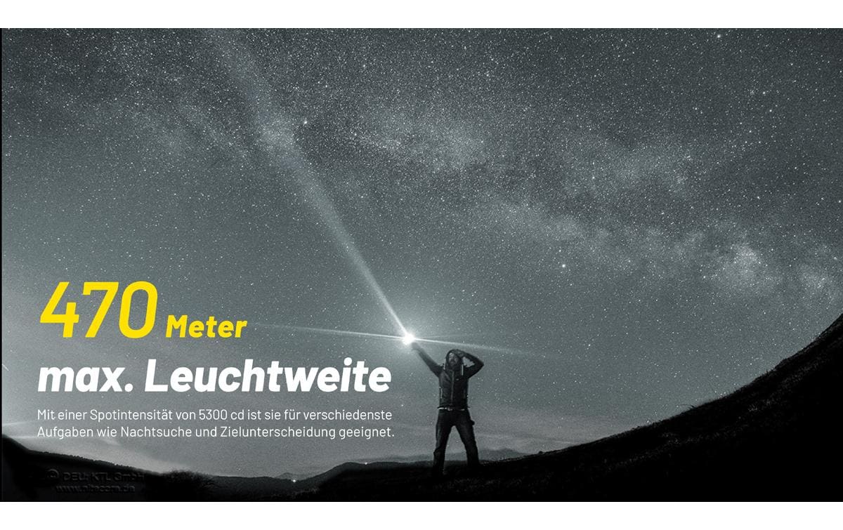 Nitecore Taschenlampe P23i – 3000 lm, 470 m, IP68, 5000 mAh Akku, USB-aufladbar – Schwarz