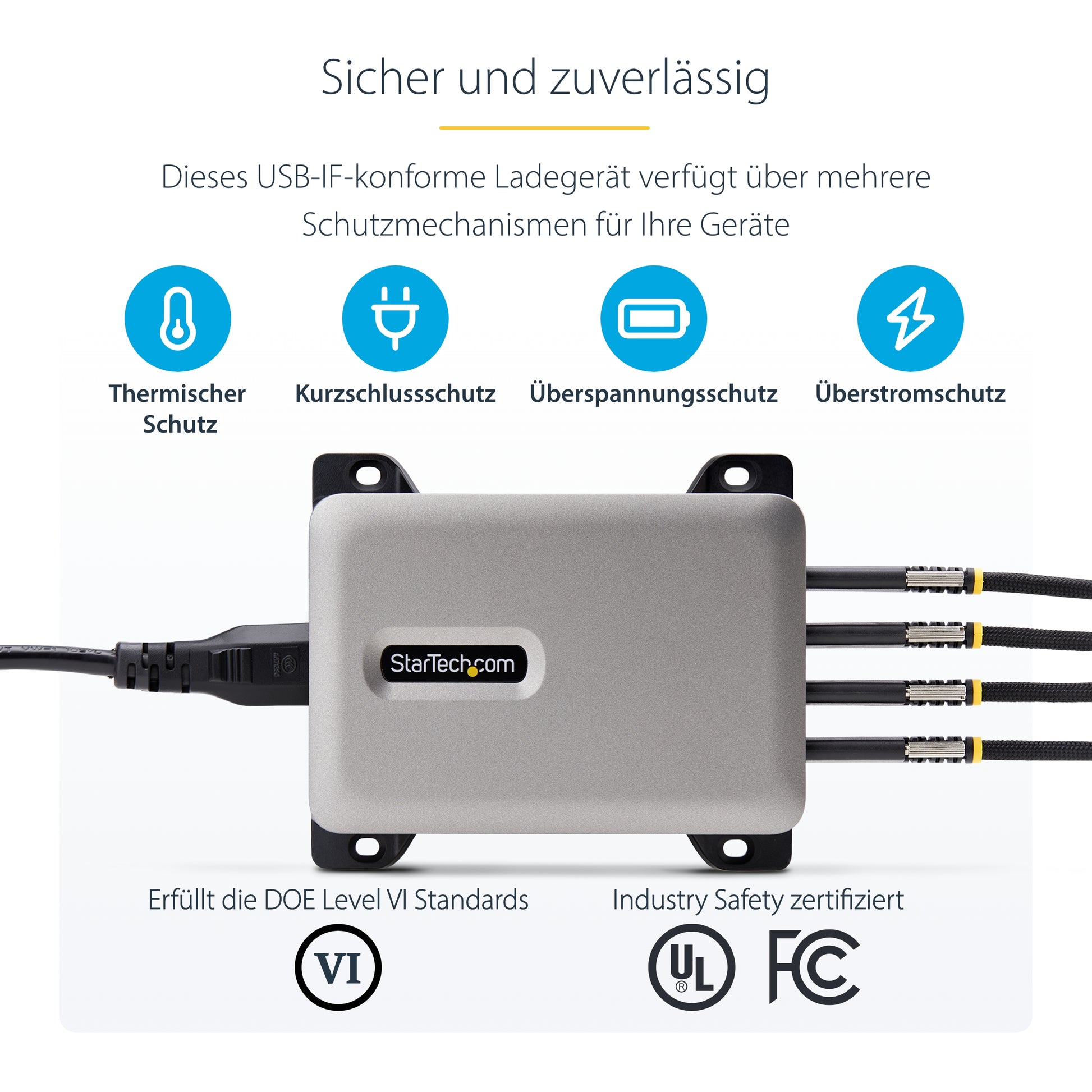 StarTech.com USB-Desktop-Ladegerät 240 W – USB-C×4 – PD 3.1, GaN, EU-Stecker (Typ C)