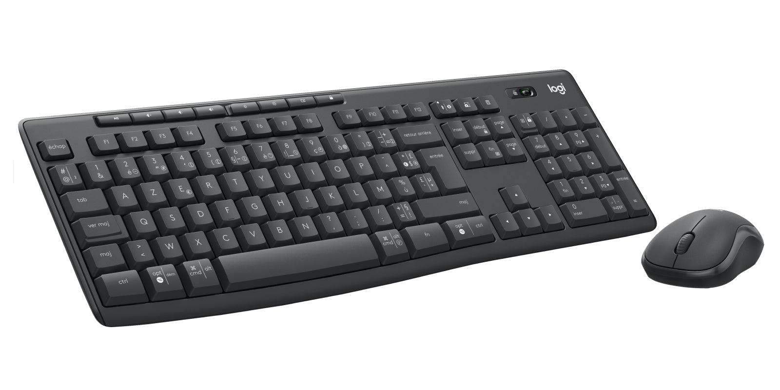 Logitech MK370 – Tastatur, kabellos (2,4 GHz), FR-Layout (FR), Grau