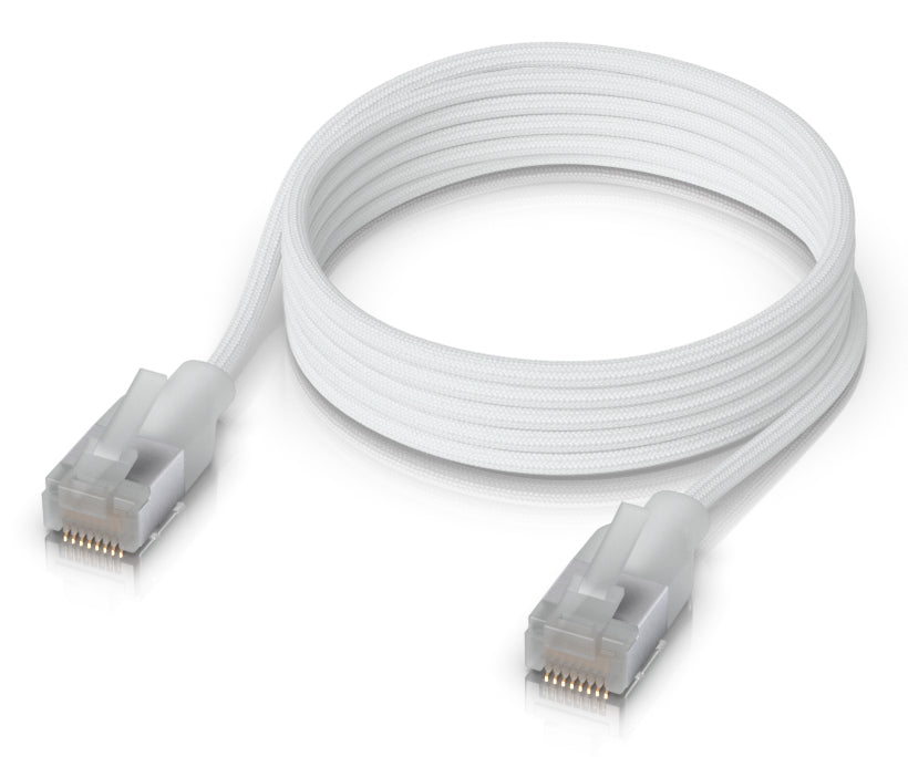 Ubiquiti UACC-CABLE-PATCH-EL-C6A-1M-W Patchkabel – Cat6a, geschirmt, 1 m, durchscheinend, weiss, RJ-45